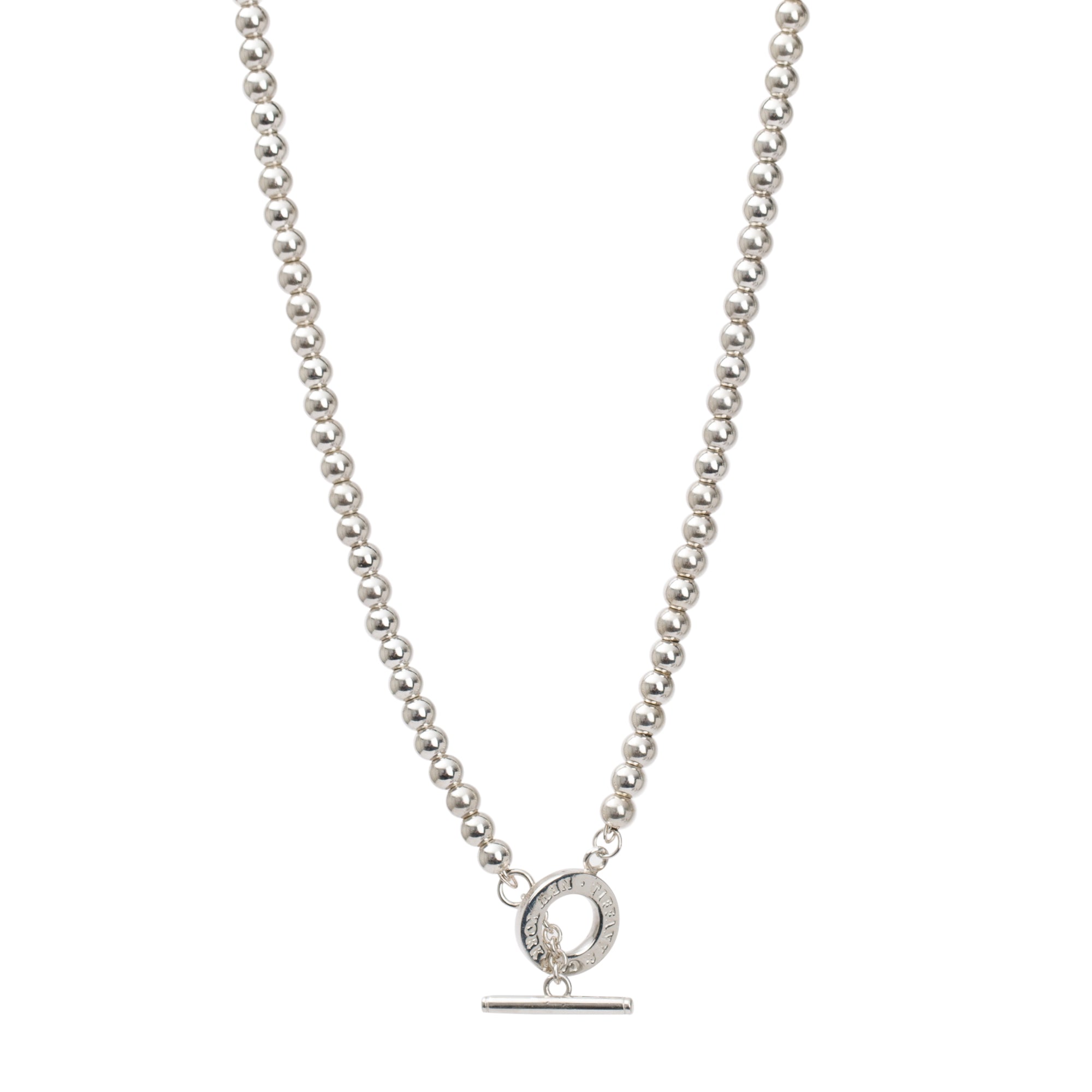 Tiffany & Co. Sterling Silver 4MM Bead Toggle Necklace