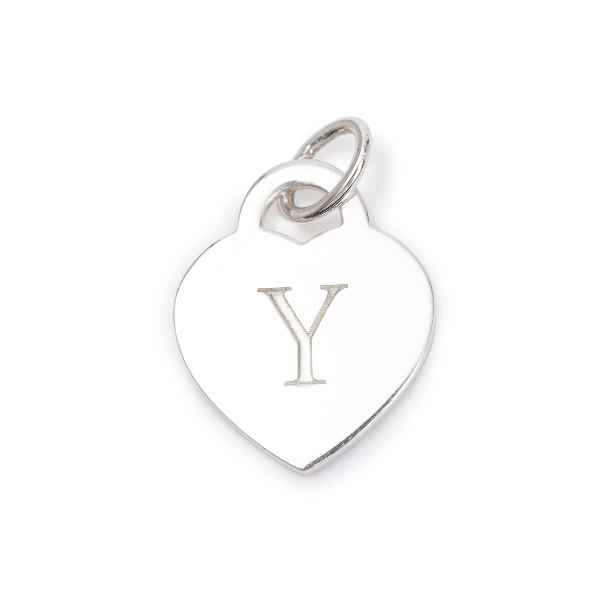 Tiffany Sterling Silver Alphabet Letter 'Y' Heart Tag Charm