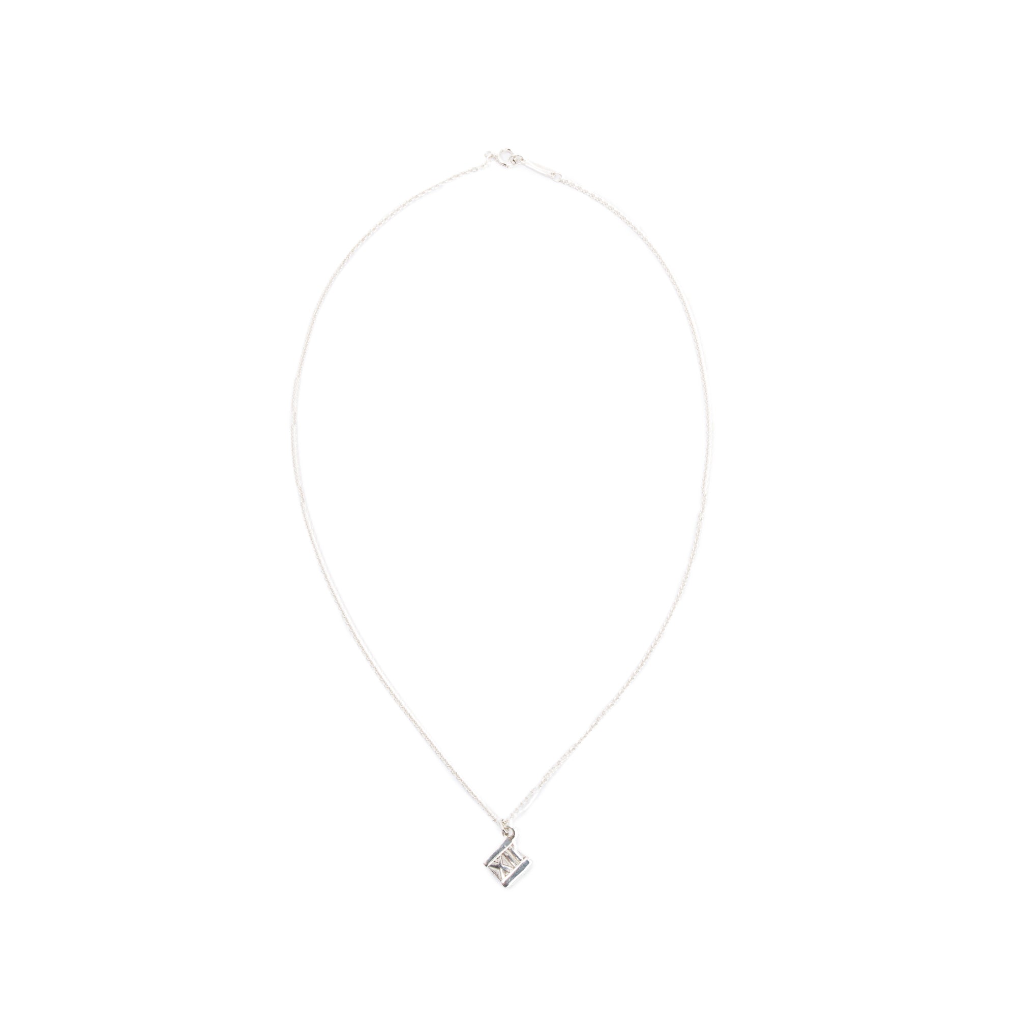 Tiffany & Co. Sterling Silver Atlas Cube Pendant Necklace