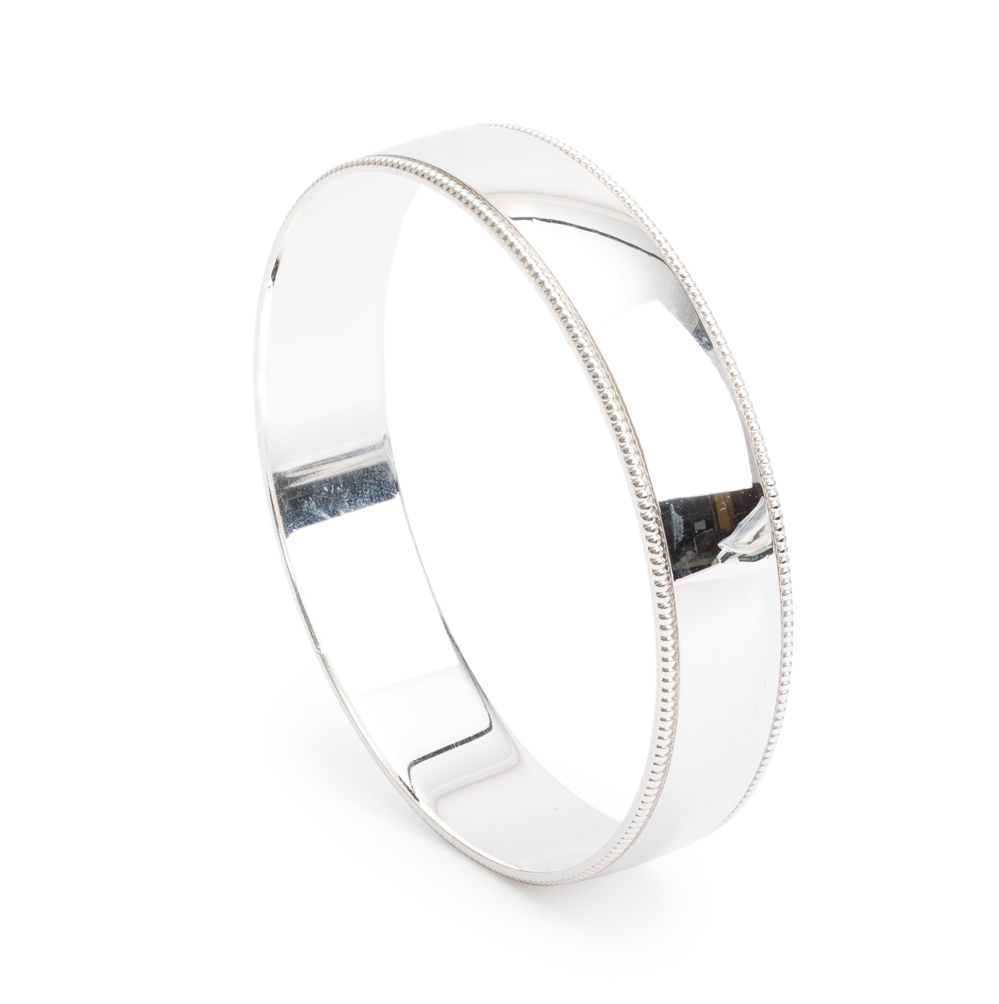Tiffany & Co. Sterling Silver Beaded Edge Milgrain Bangle Bracelet