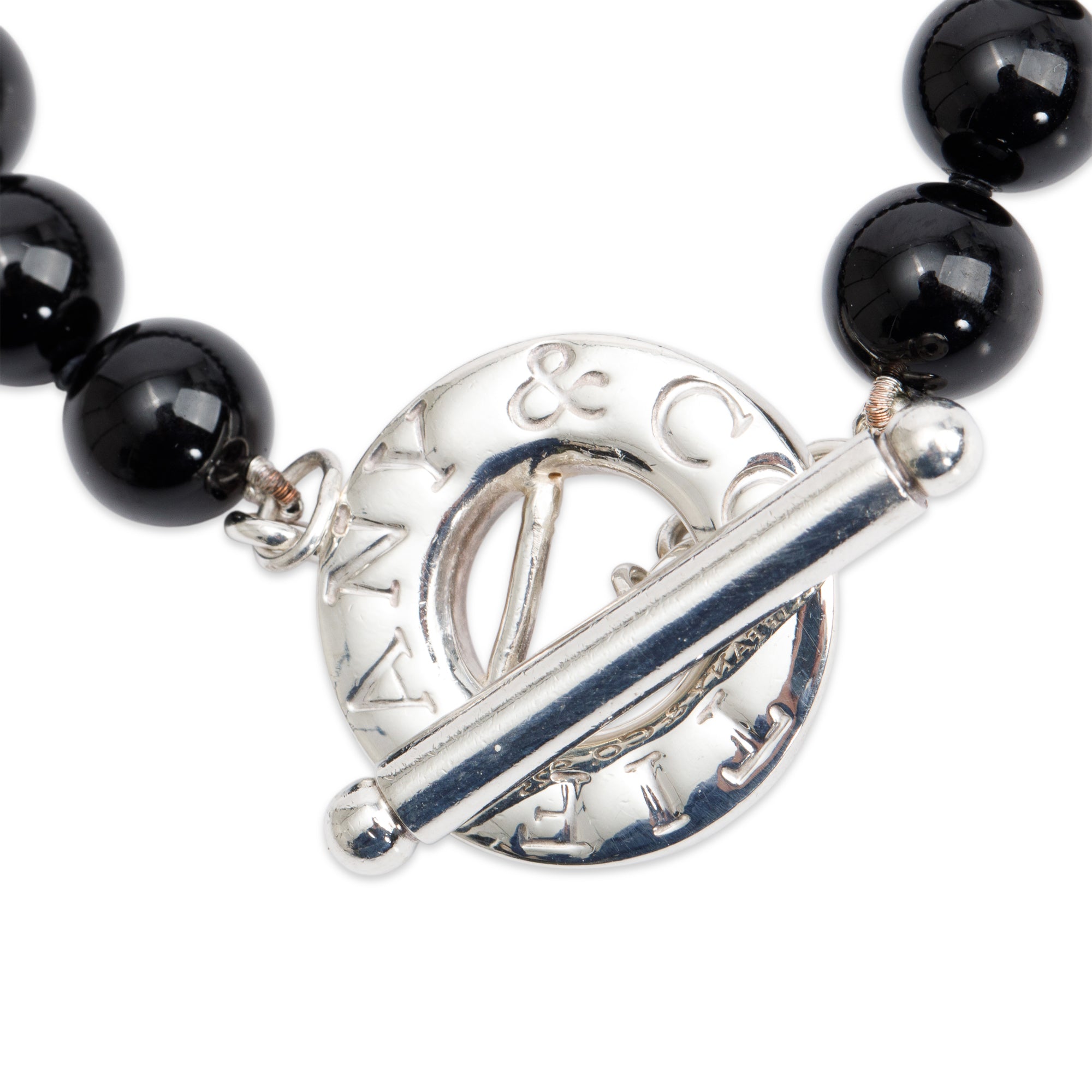 Tiffany & Co. Sterling Silver Black Onyx Bead Toggle Bracelet