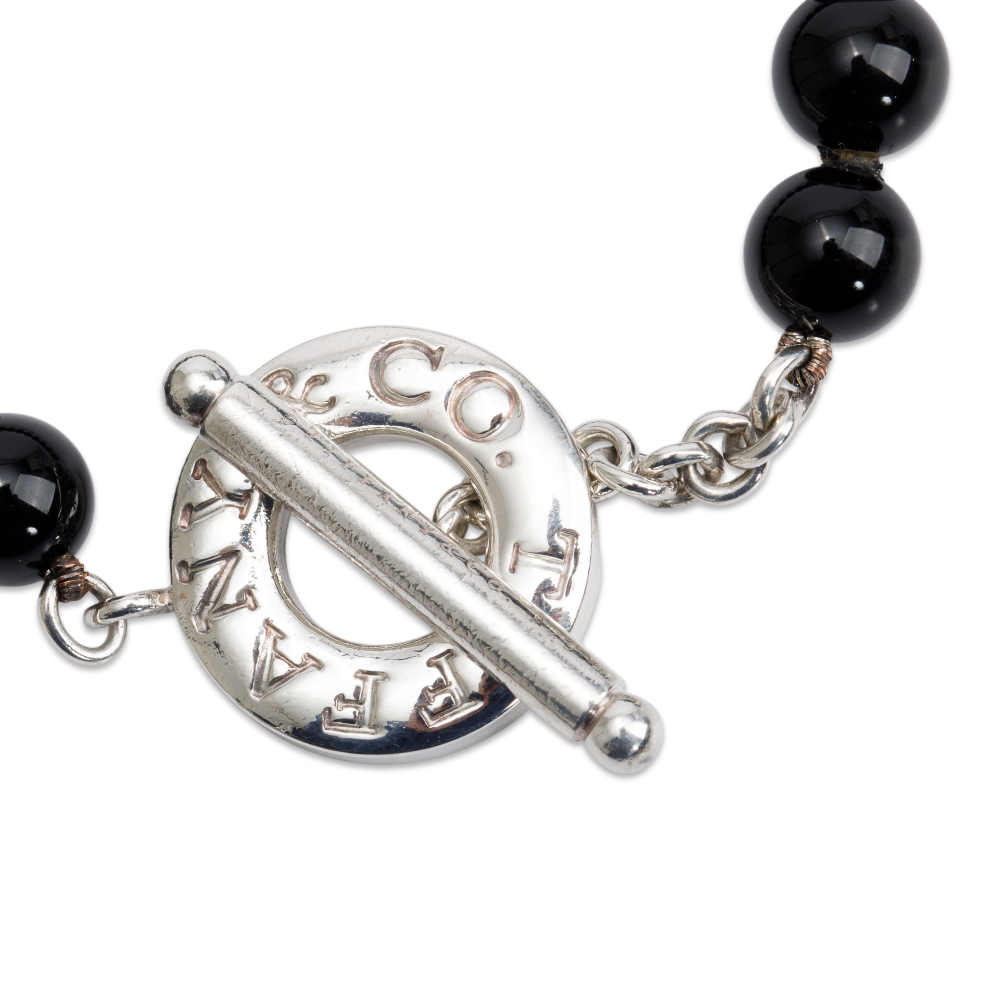 Tiffany & Co. Sterling Silver Black Onyx Bead Toggle Bracelet