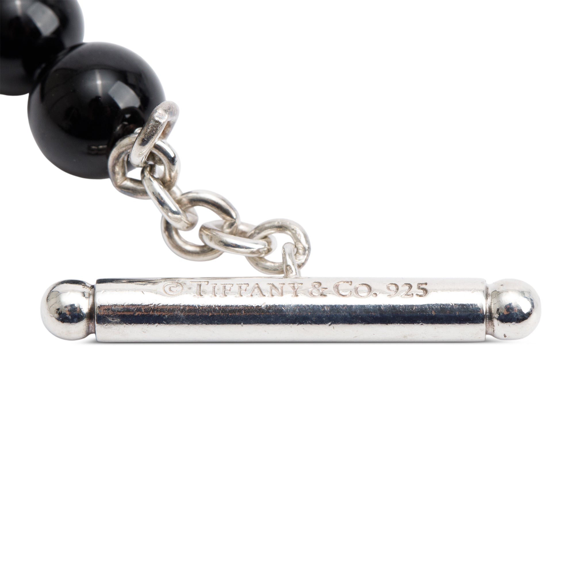 Tiffany & Co. Sterling Silver Black Onyx Bead Toggle Bracelet