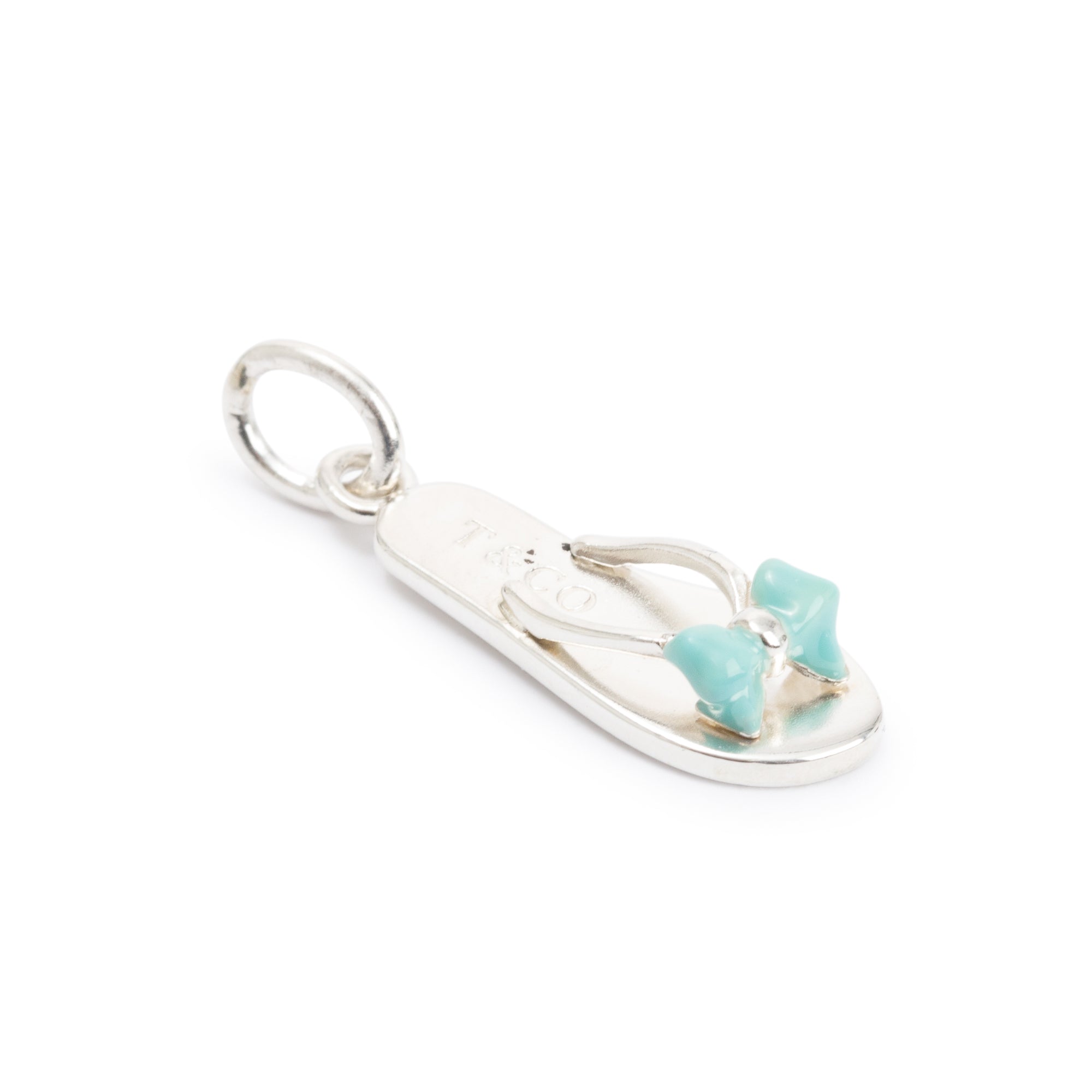 Tiffany & Co. Sterling Silver Blue Enamel Flip Flop Charm