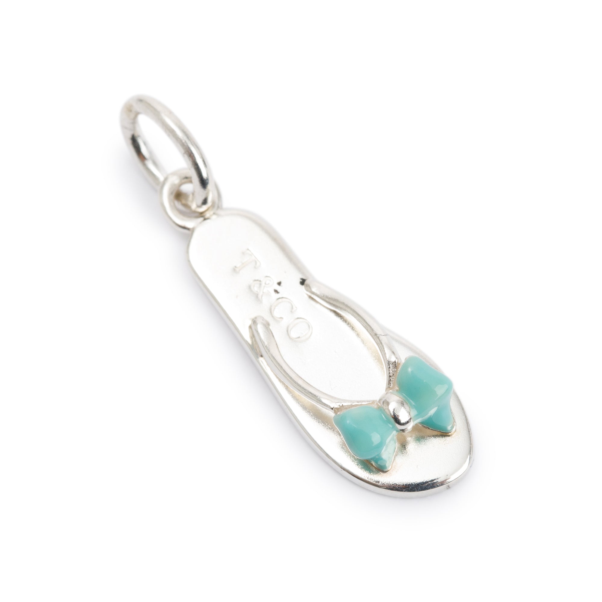 Tiffany & Co. Sterling Silver Blue Enamel Flip Flop Charm