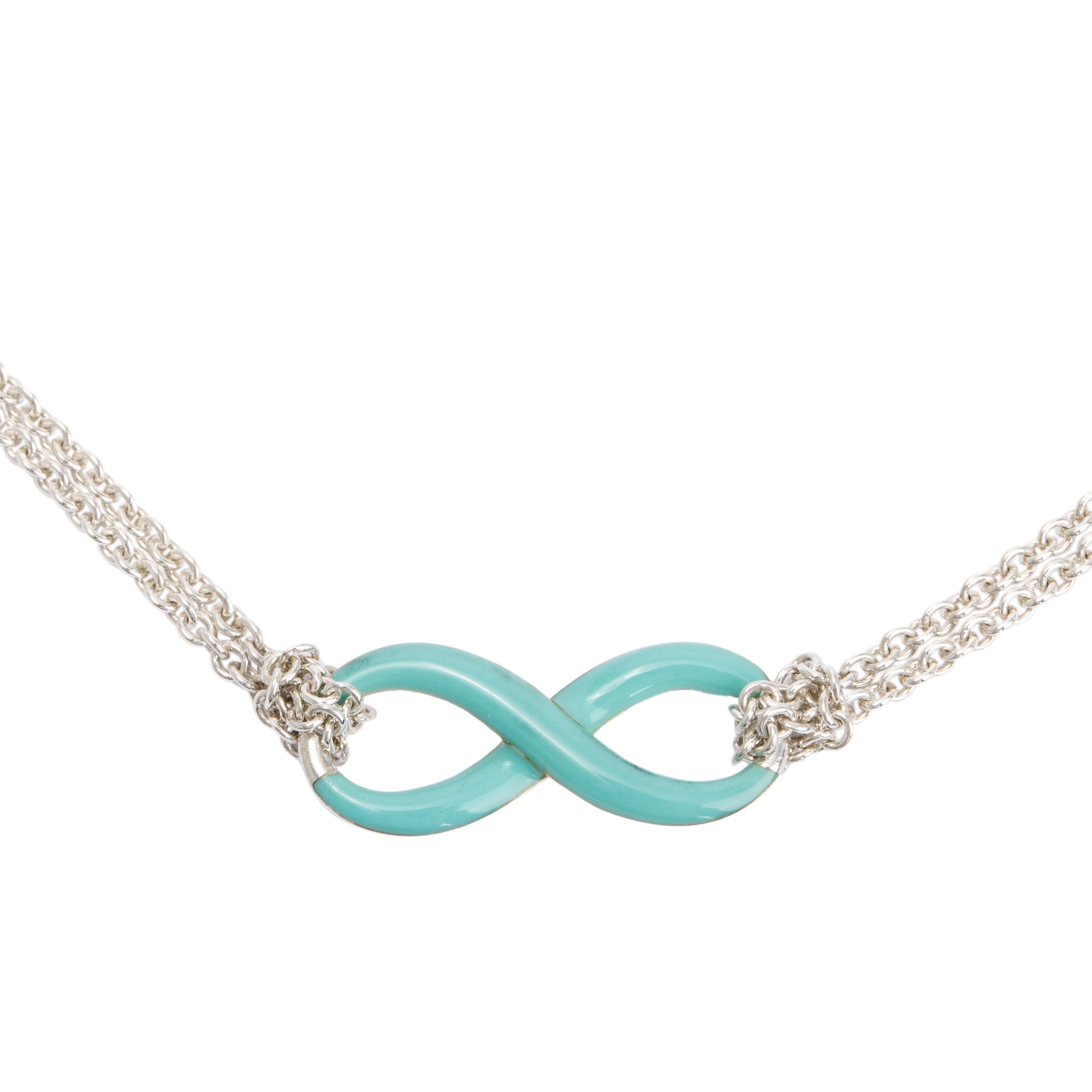 Tiffany & Co. Sterling Silver Blue Enamel Infinity Pendant Necklace