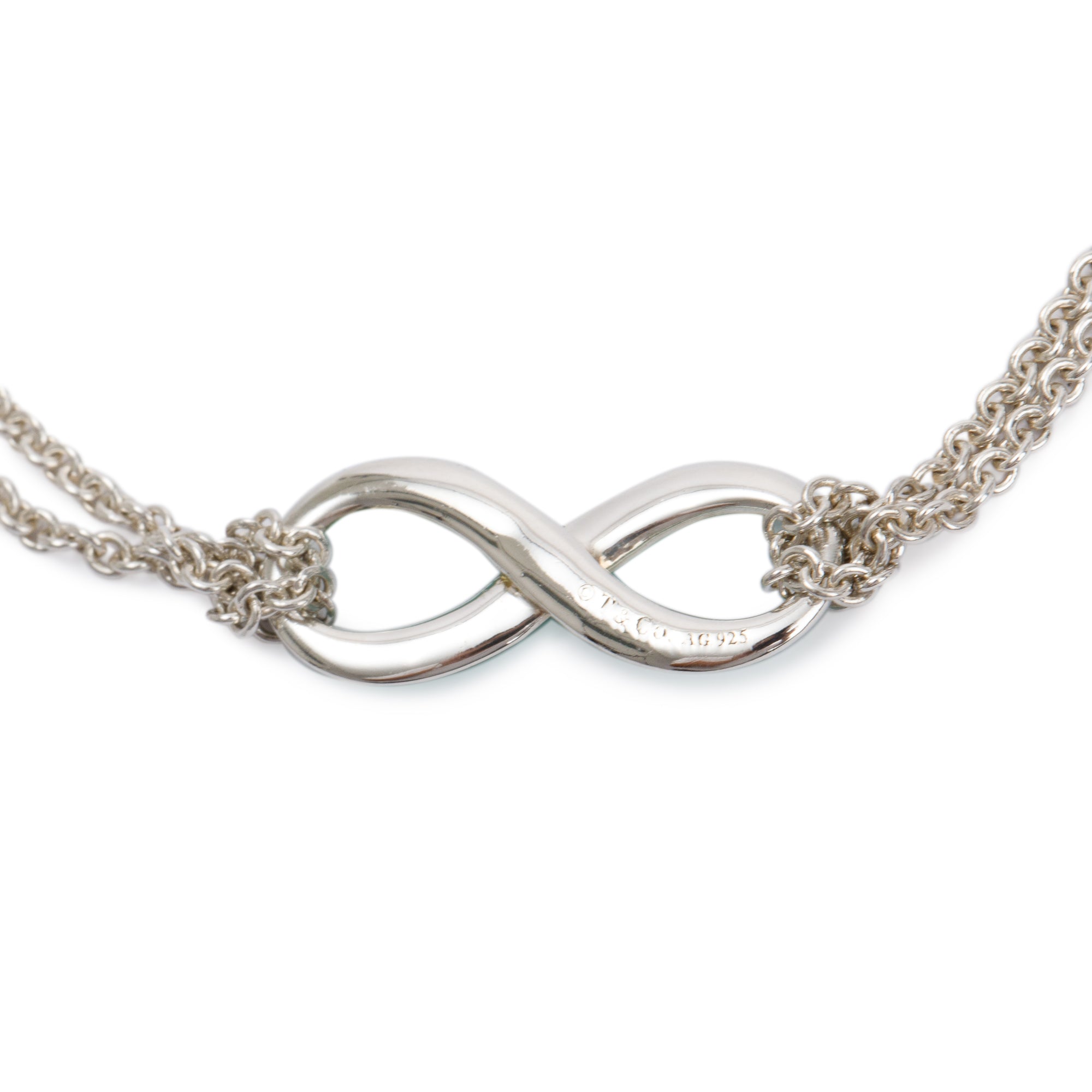 Tiffany & Co. Sterling Silver Blue Enamel Infinity Pendant Necklace
