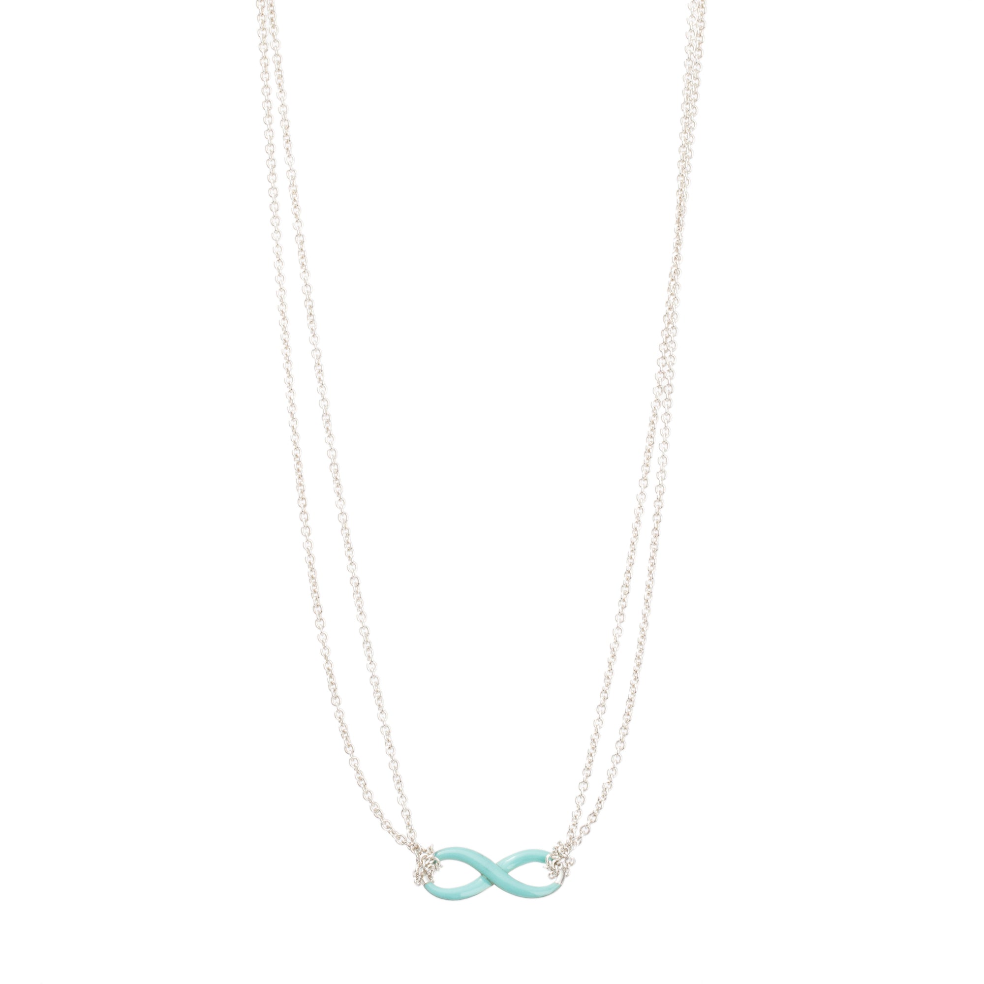 Tiffany & Co. Sterling Silver Blue Enamel Infinity Pendant Necklace