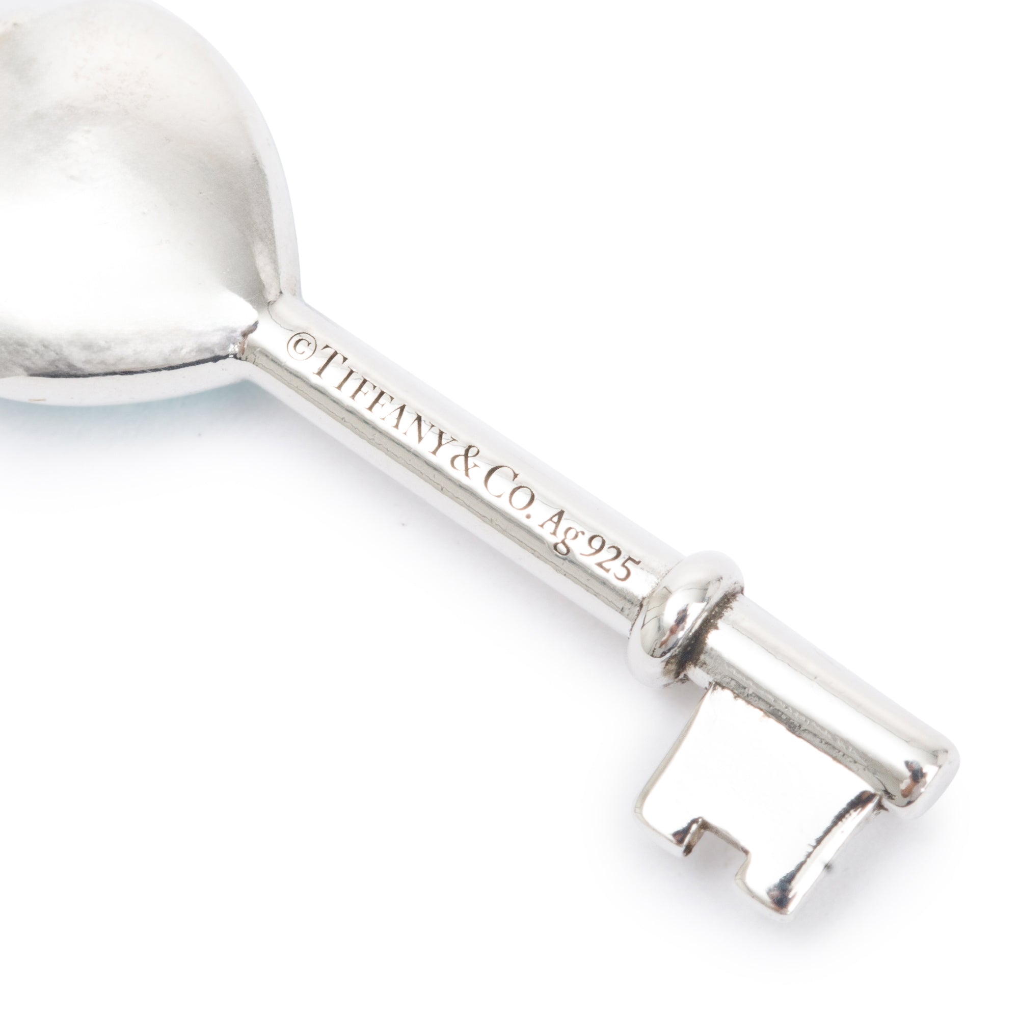 Tiffany & Co. Sterling Silver Blue Enamel Mini Heart Key Pendant