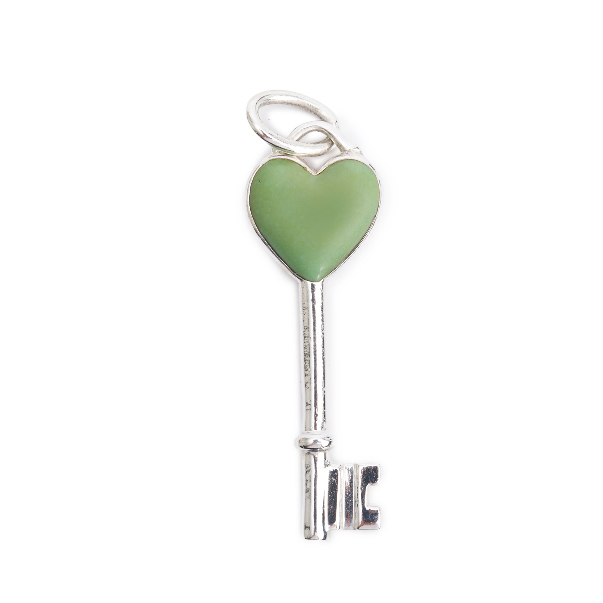 Tiffany Sterling Silver Blue Enamel Mini Heart Key Pendant