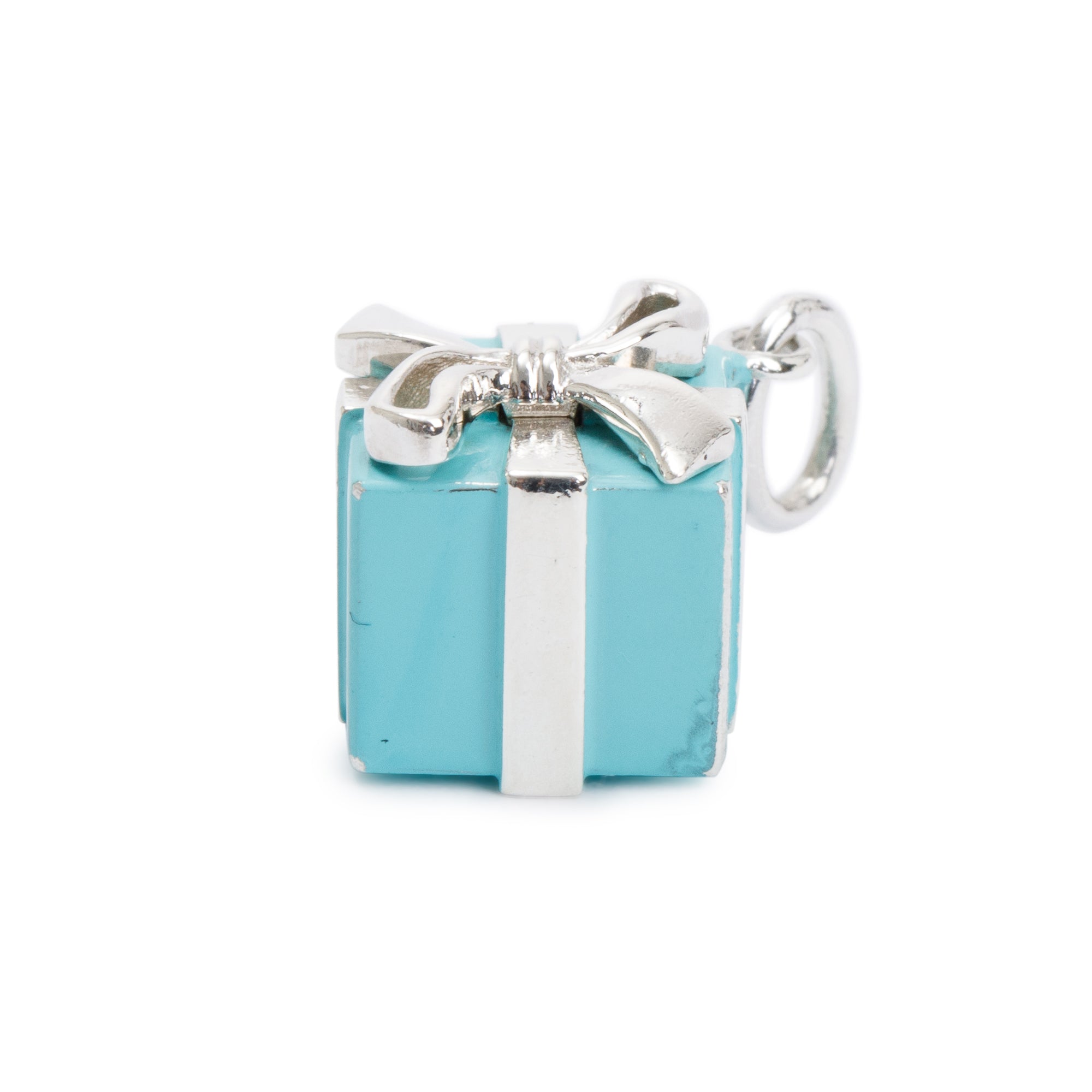 Tiffany & Co. Sterling Silver Blue Enamel Present Box Charm