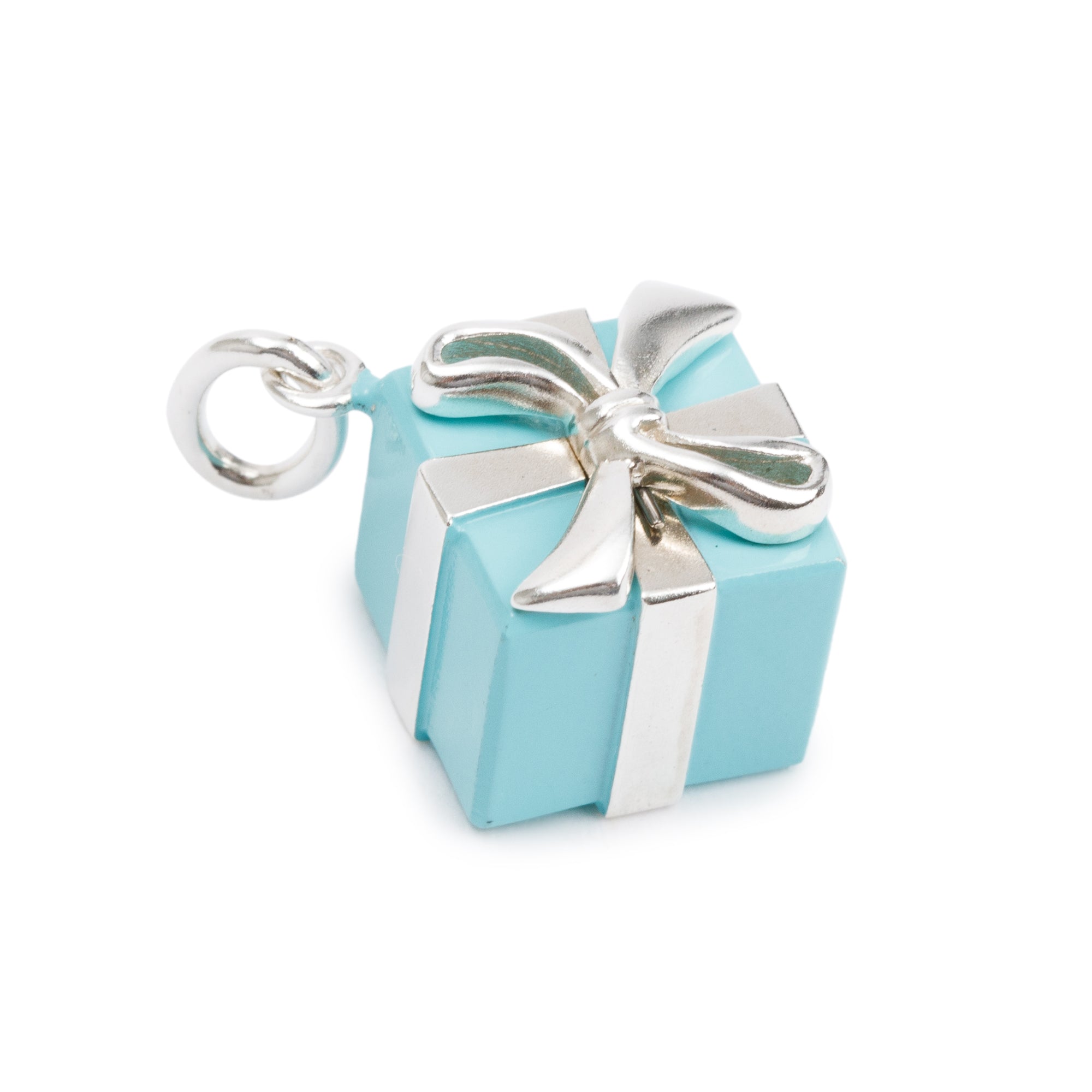 Tiffany & Co. Sterling Silver Blue Enamel Present Box Charm