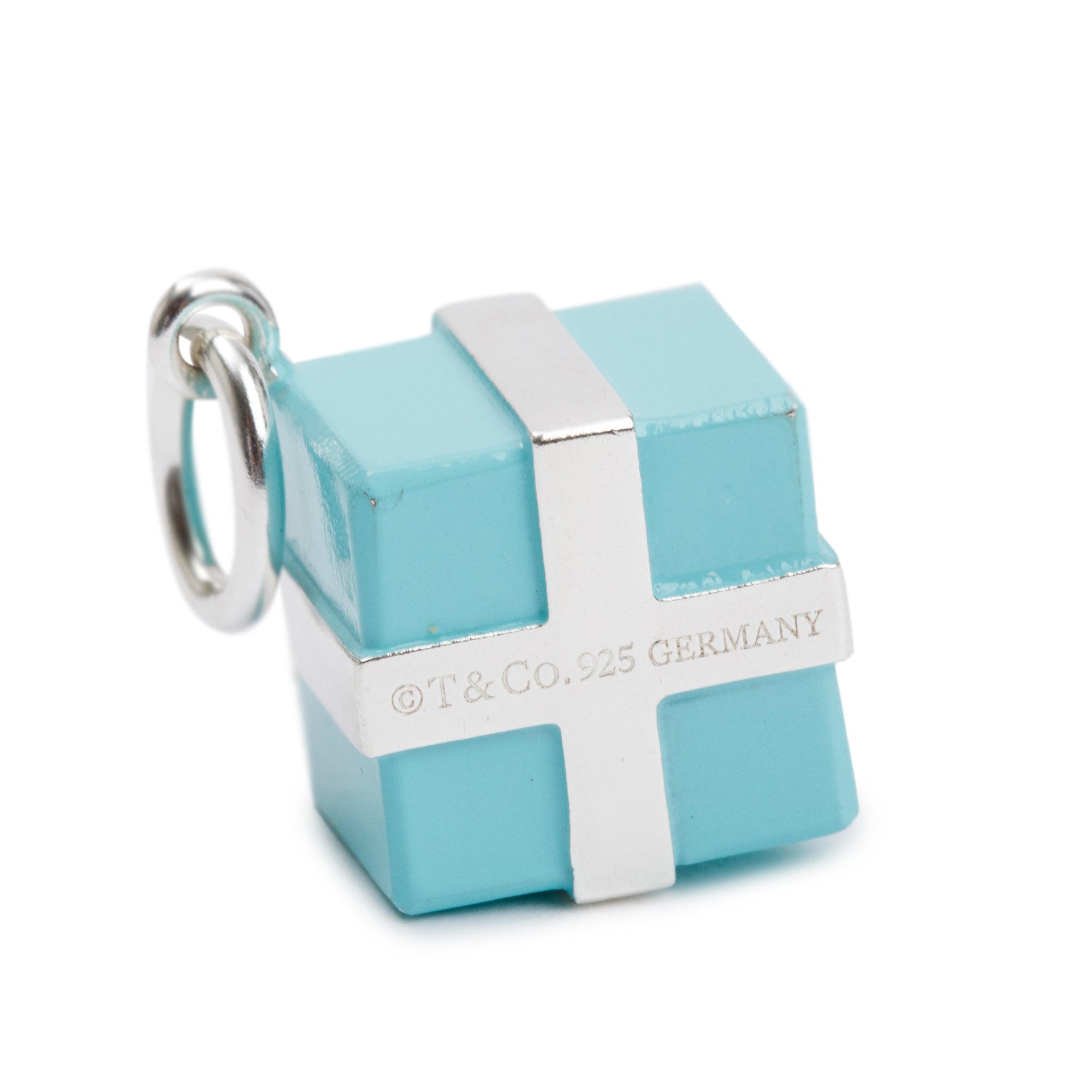 Tiffany & Co. Sterling Silver Blue Enamel Present Box Charm