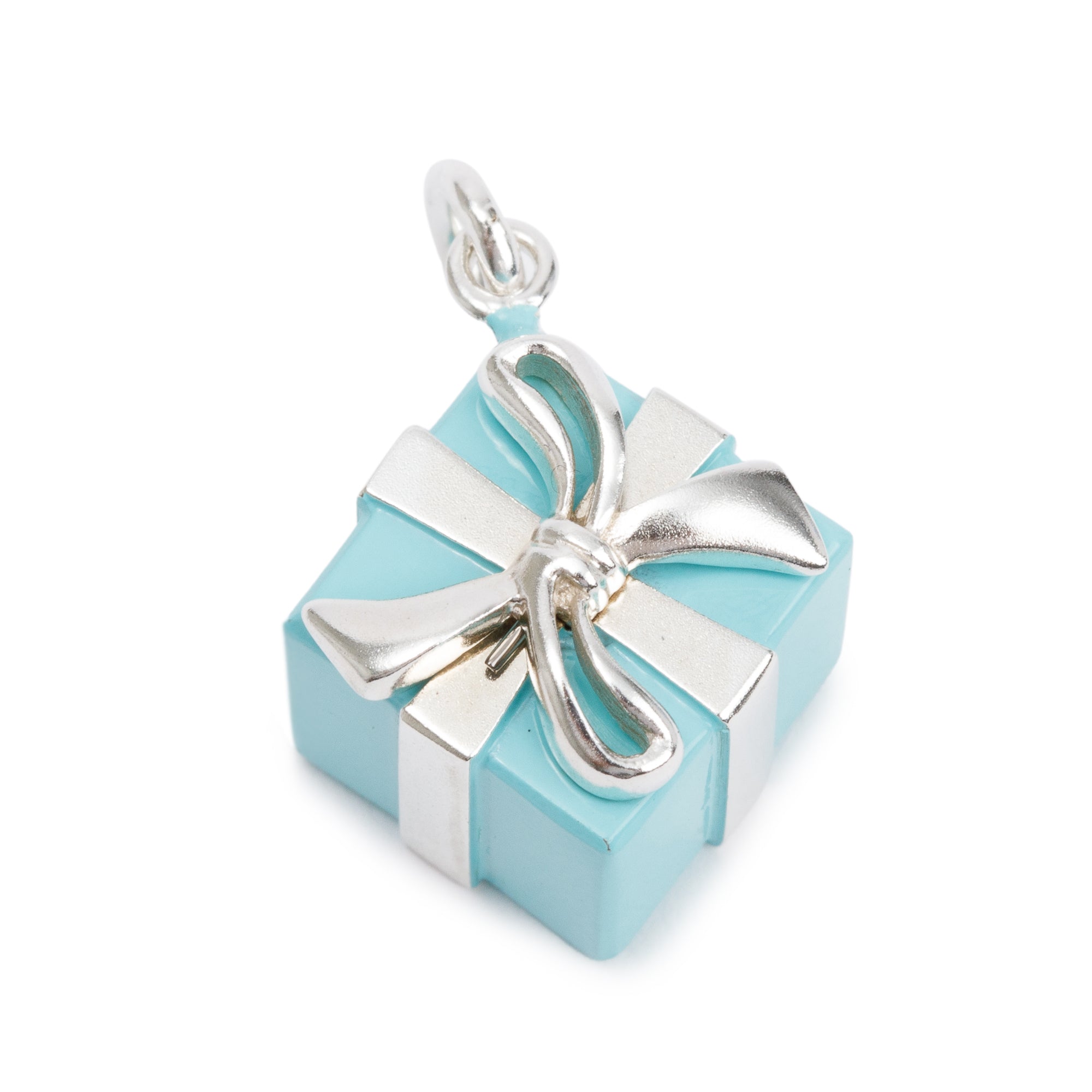 Tiffany & Co. Sterling Silver Blue Enamel Present Box Charm