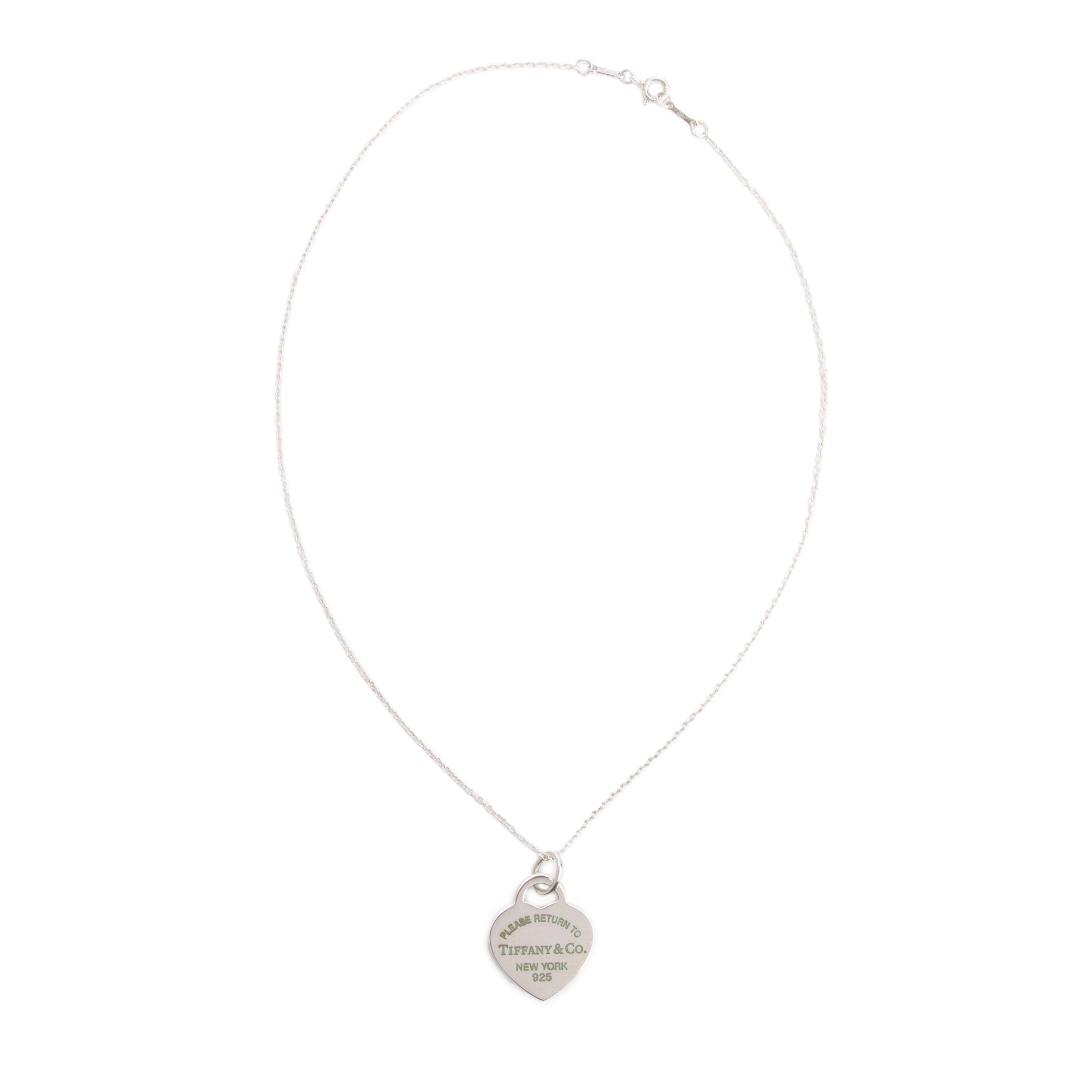 Tiffany & Co. Sterling Silver Blue Enamel Return to Tiffany Medium Heart Tag Pendant Necklace