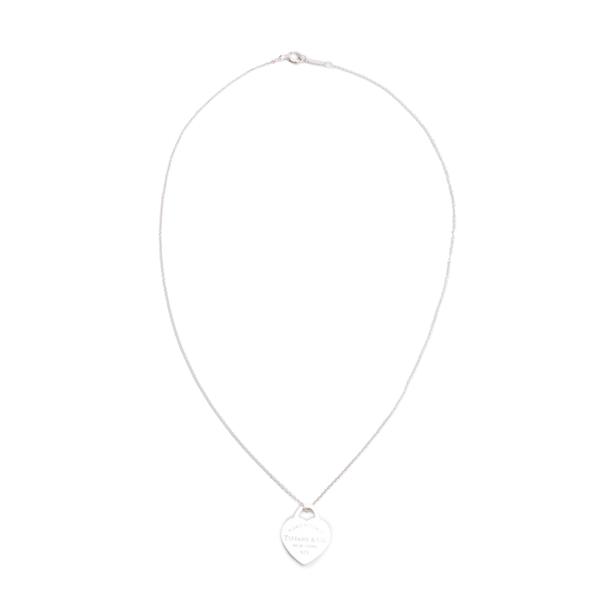 Tiffany & Co. Sterling Silver Blue Enamel Return to Tiffany Small Heart Tag Pendant Necklace