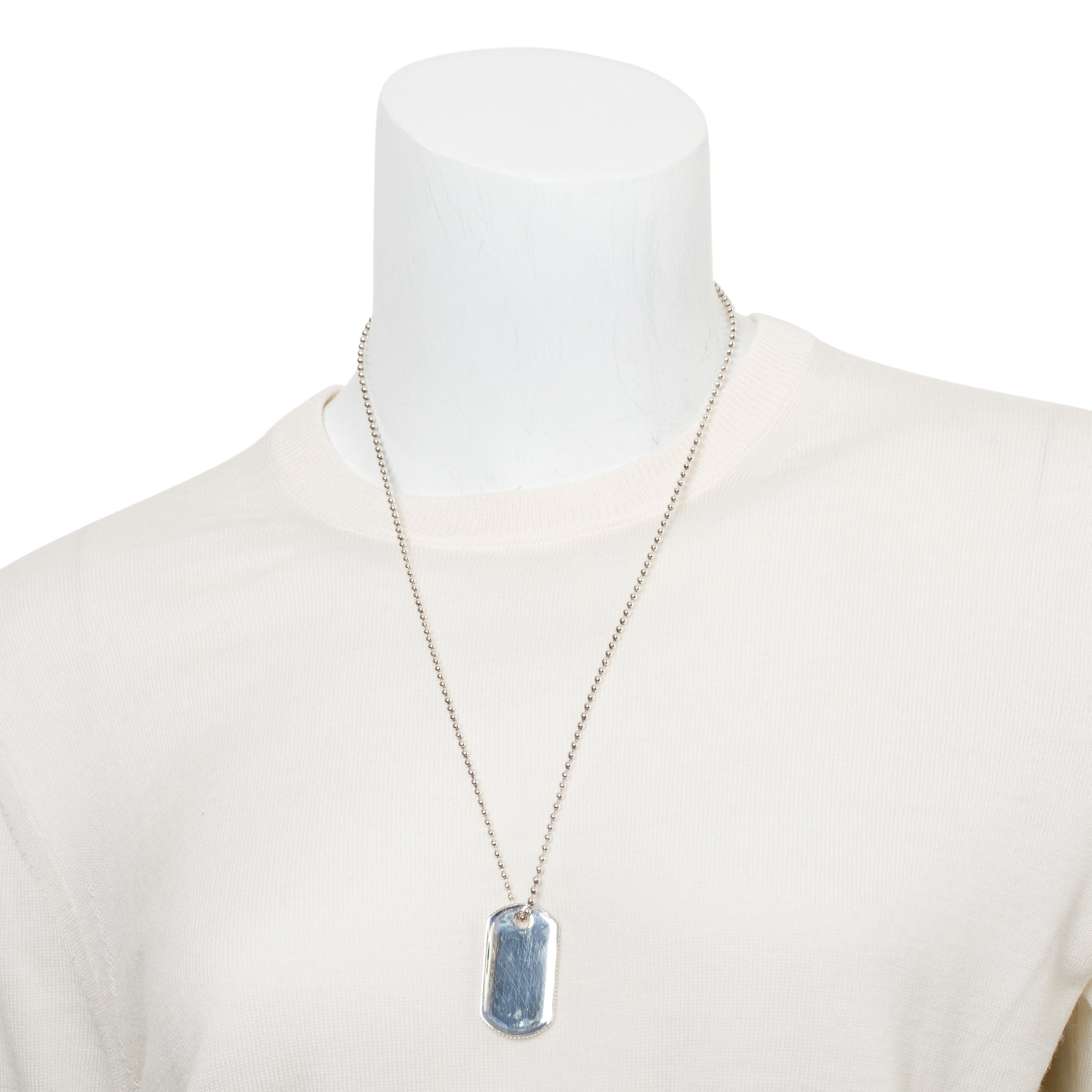 Tiffany & Co. Sterling Silver Coin Edge Dog Tag Pendant Necklace