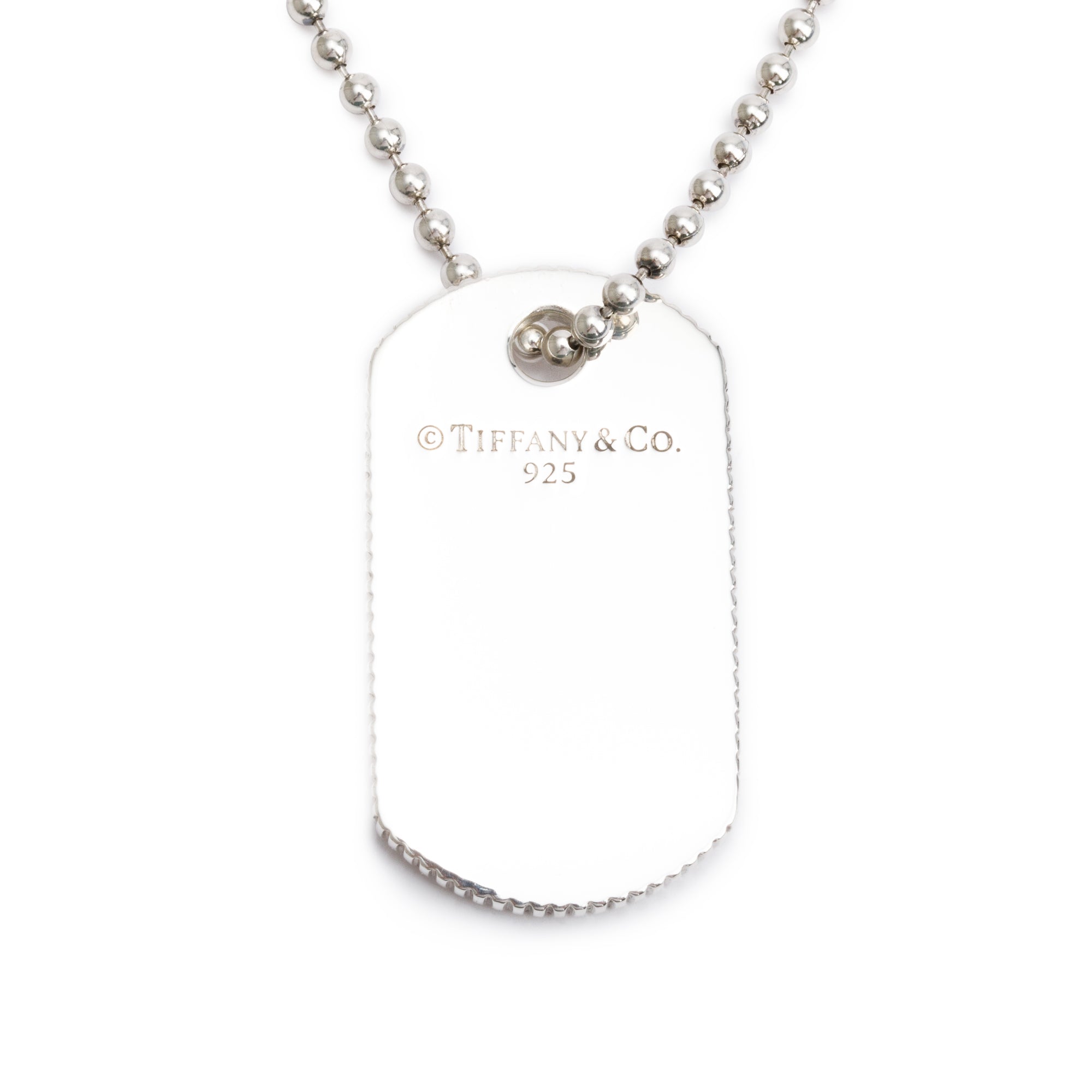 Tiffany & Co. Sterling Silver Coin Edge Dog Tag Pendant Necklace