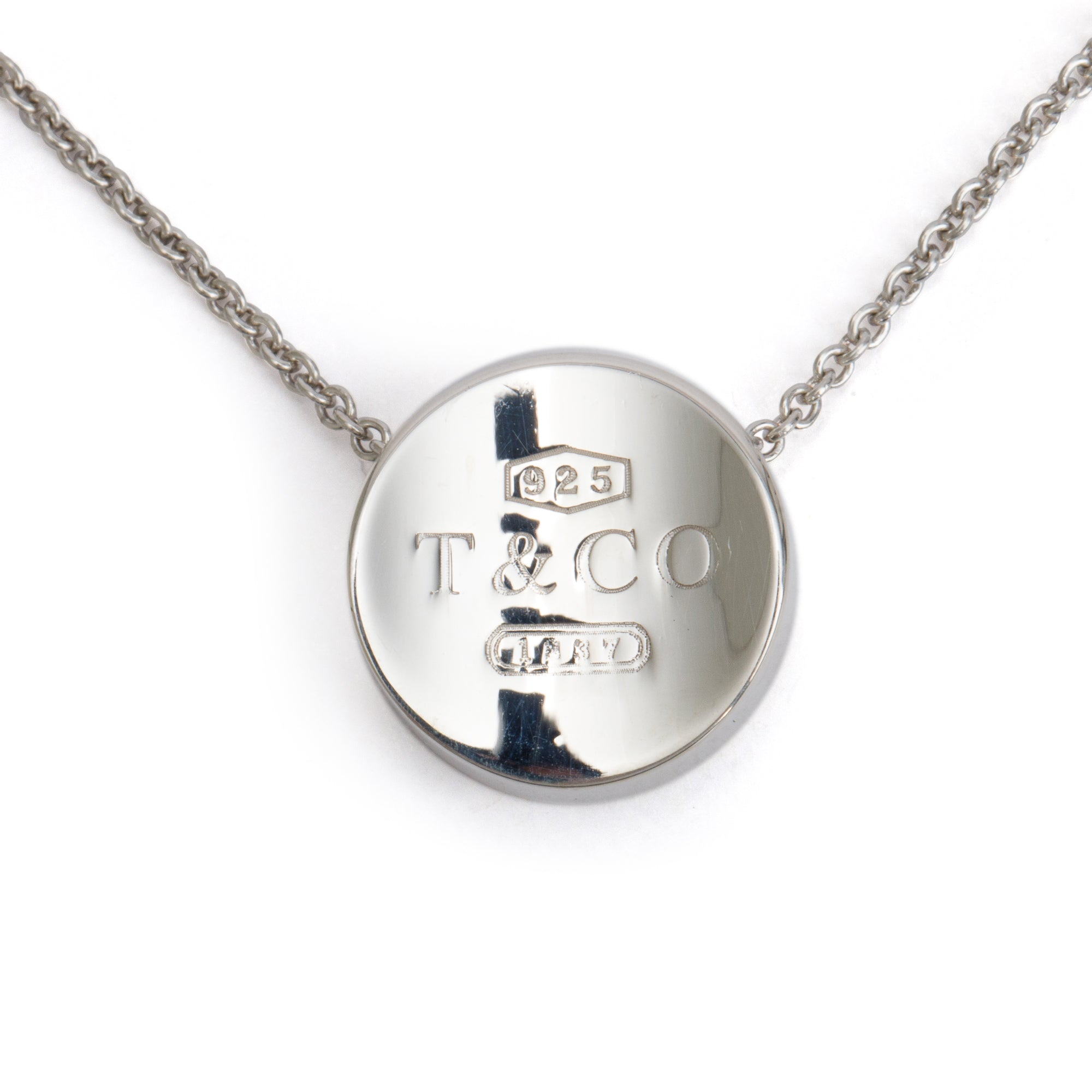 Tiffany & Co. Sterling Silver Concave Circle Pendant Necklace