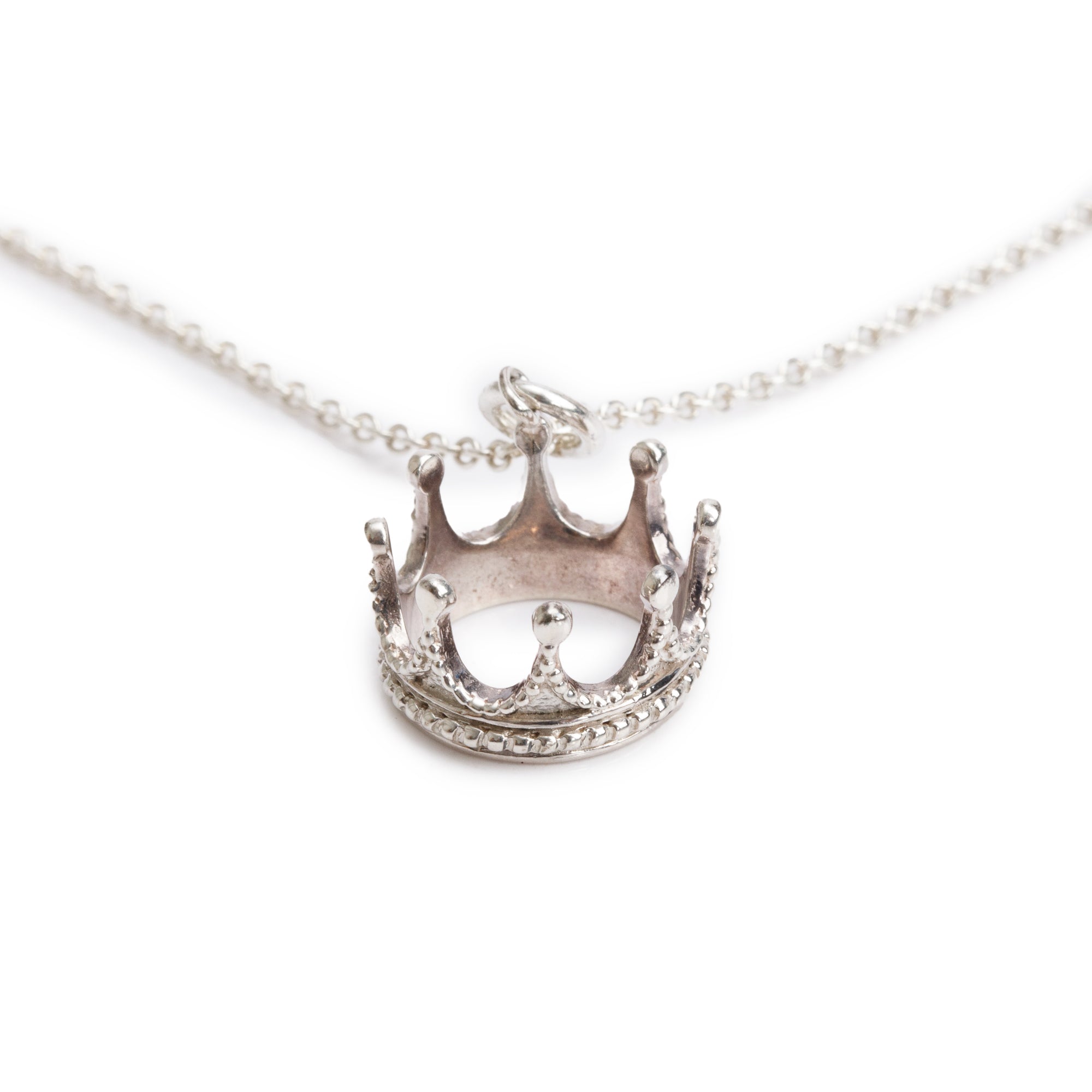 Tiffany & Co. Sterling Silver Crown Charm Pendant Necklace