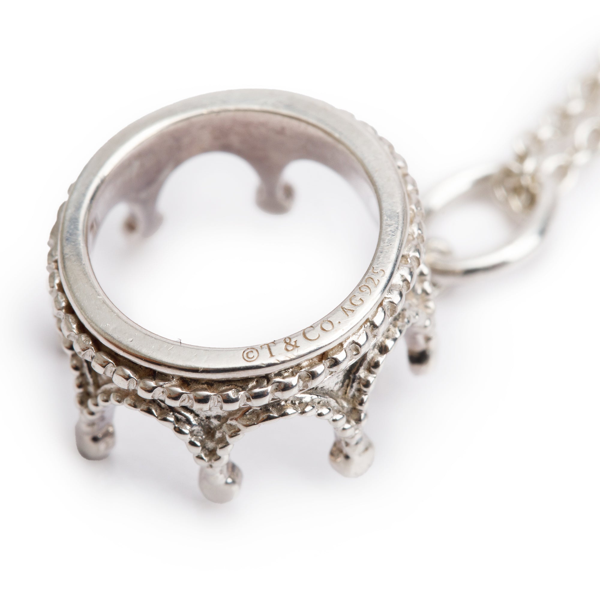 Tiffany & Co. Sterling Silver Crown Charm Pendant Necklace