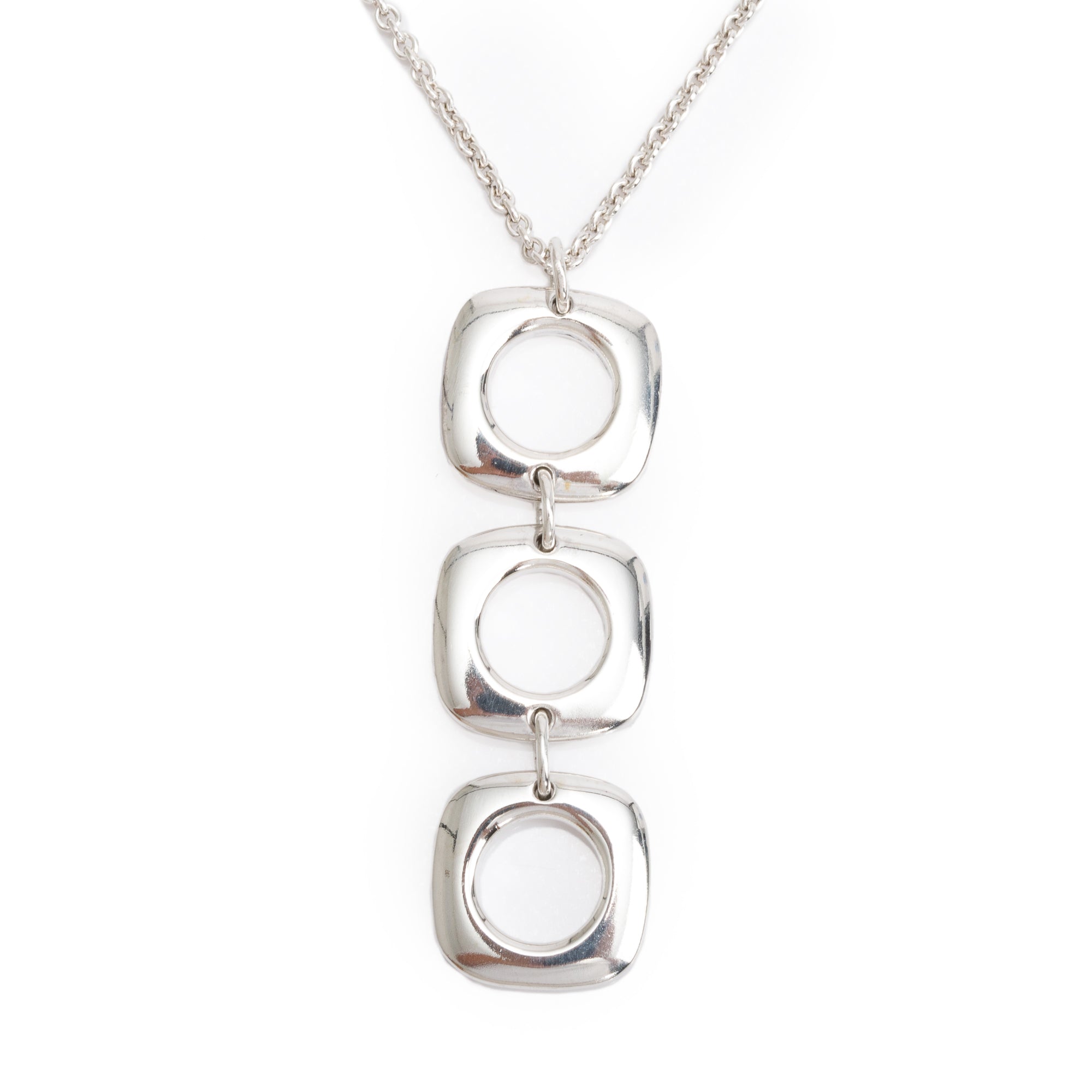 Tiffany & Co. Sterling Silver Cushion Drop Pendant Necklace