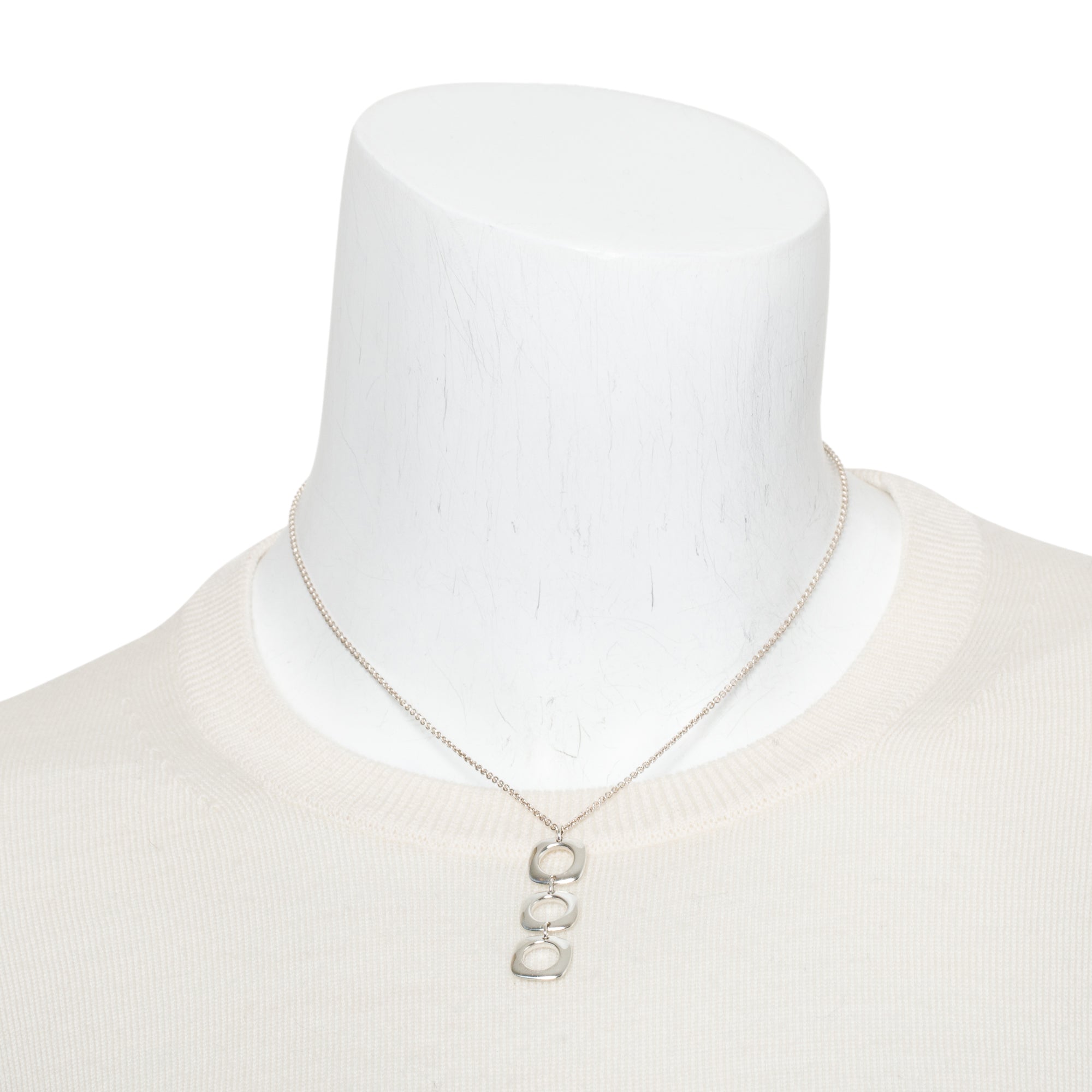 Tiffany & Co. Sterling Silver Cushion Drop Pendant Necklace