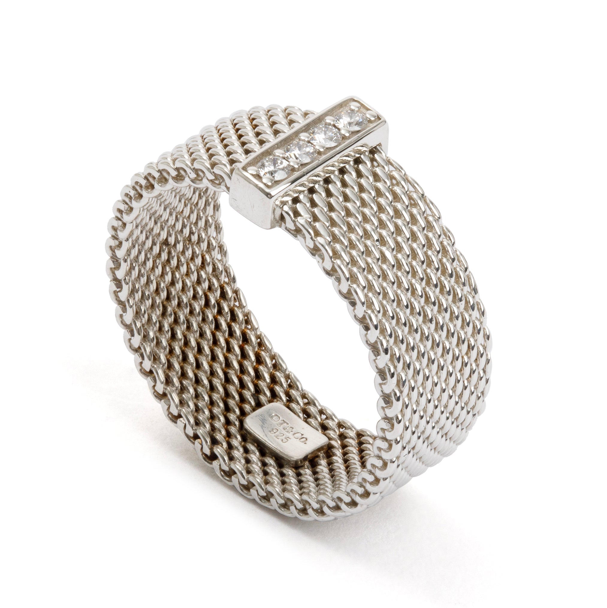 Tiffany & Co. Sterling Silver Diamond Somerset Ring, Size 6
