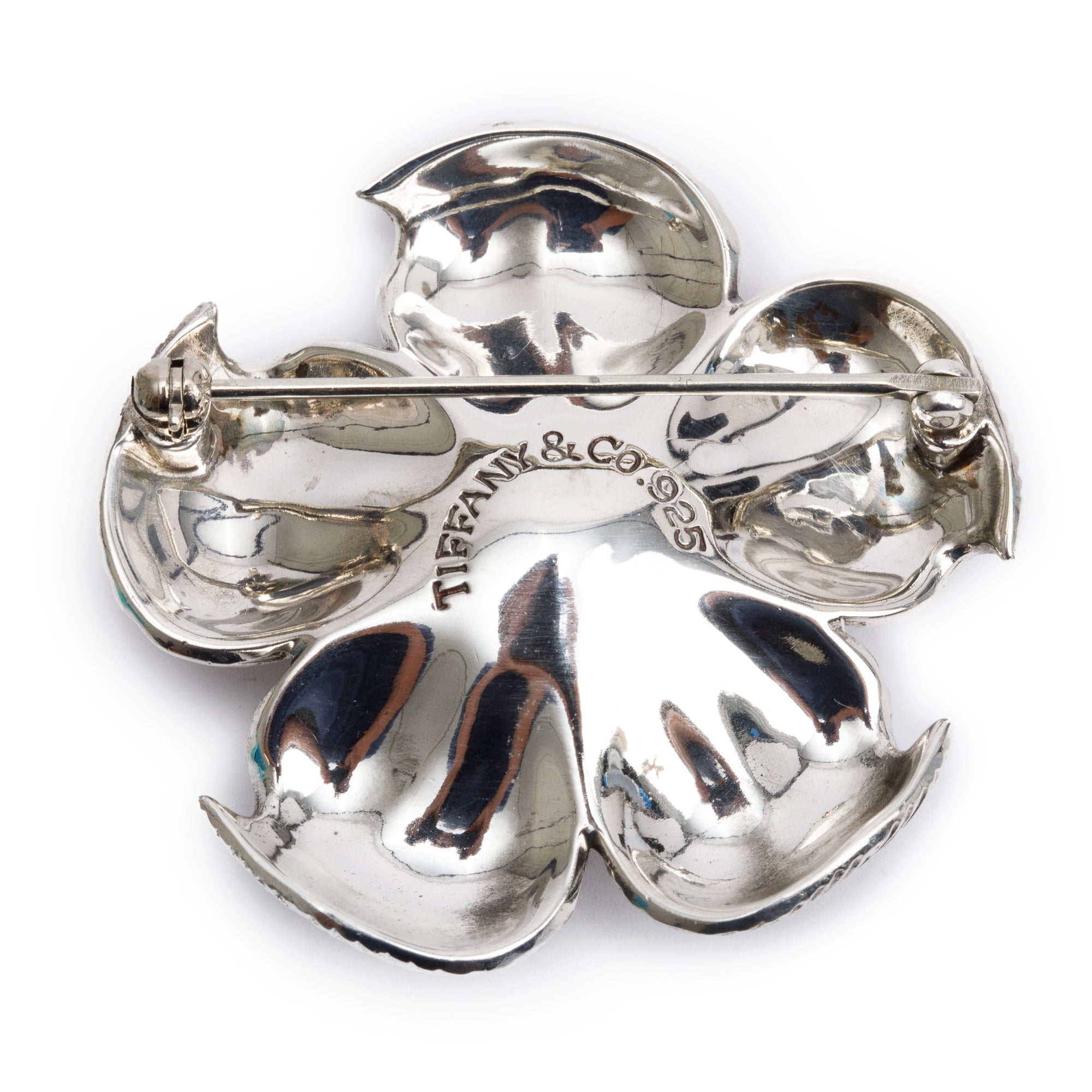 Tiffany & Co. Sterling Silver Dragonwood Flower Brooch