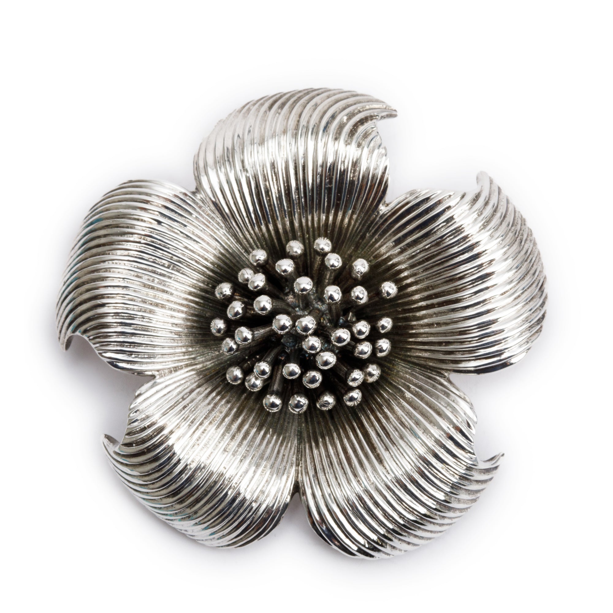 Tiffany & Co. Sterling Silver Dragonwood Flower Brooch