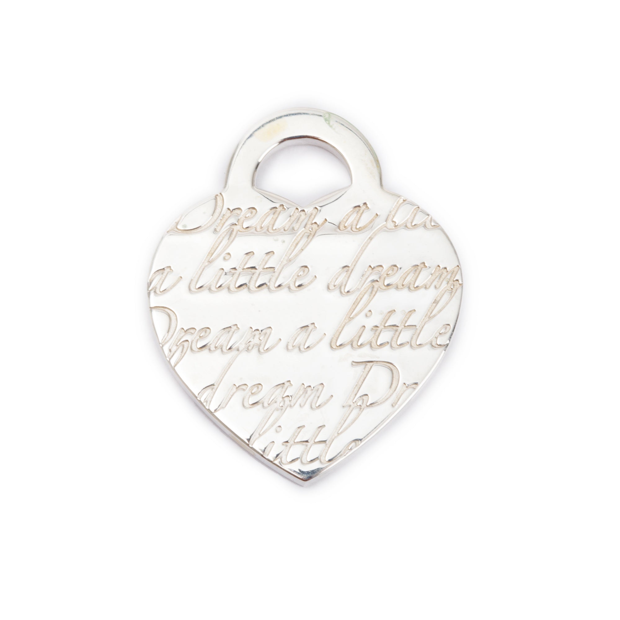 Tiffany & Co. Sterling Silver 'Dream A little Dream' Notes Medium Heart Tag Charm