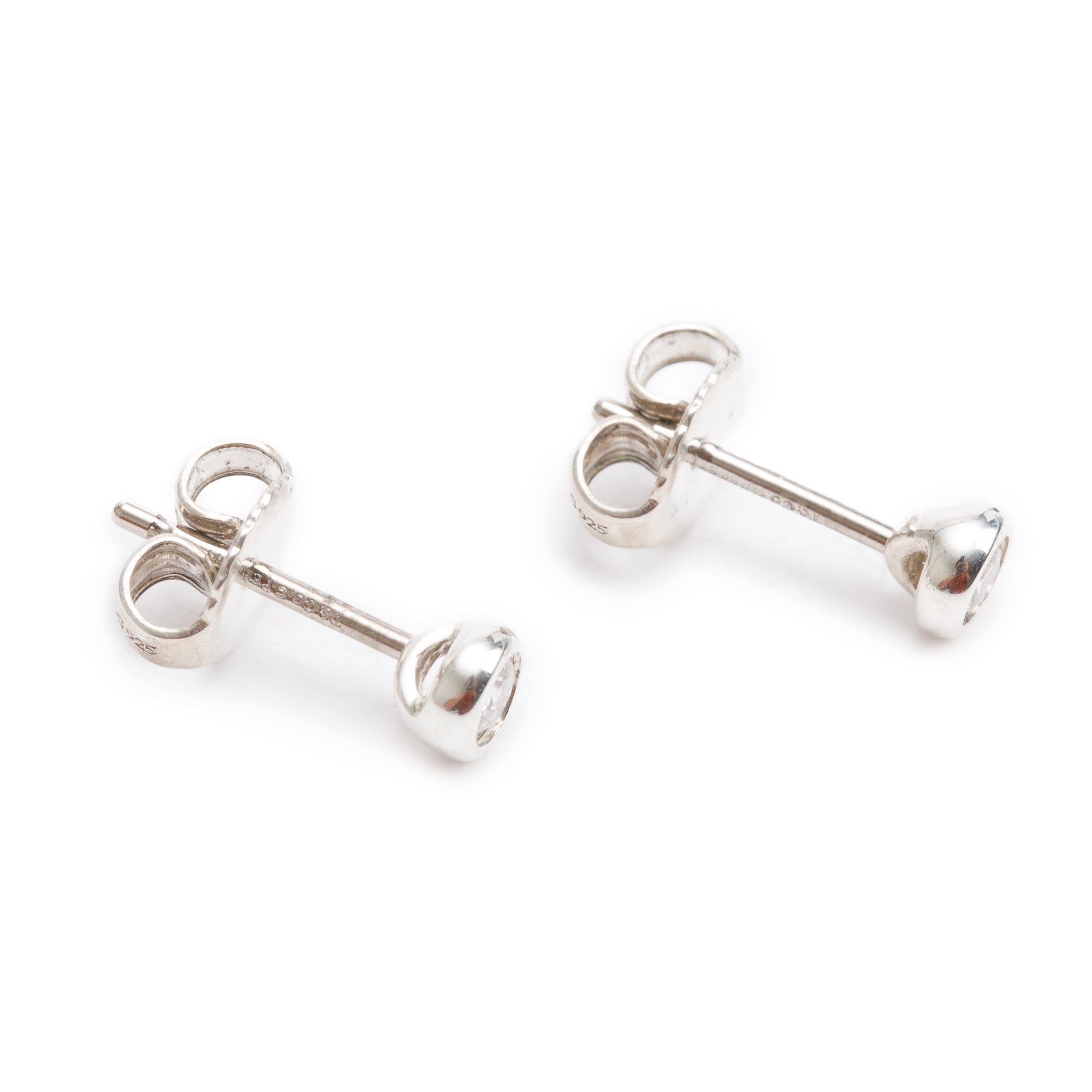 Tiffany & Co. Sterling Silver Elsa Peretti 0.14 tcw Diamonds by the Yard Earrings