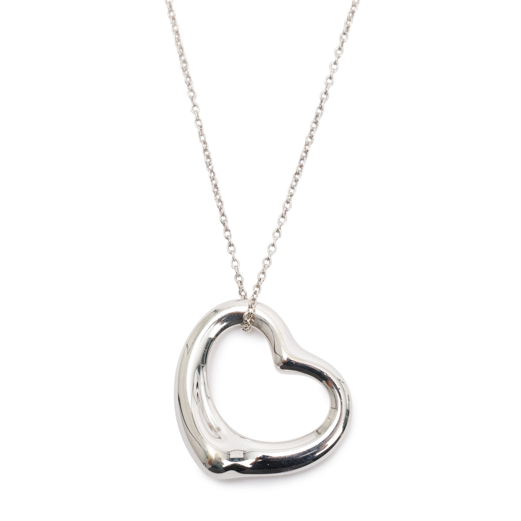 Tiffany & Co. Sterling Silver Elsa Peretti Open Heart Pendant Necklace, 22 MM