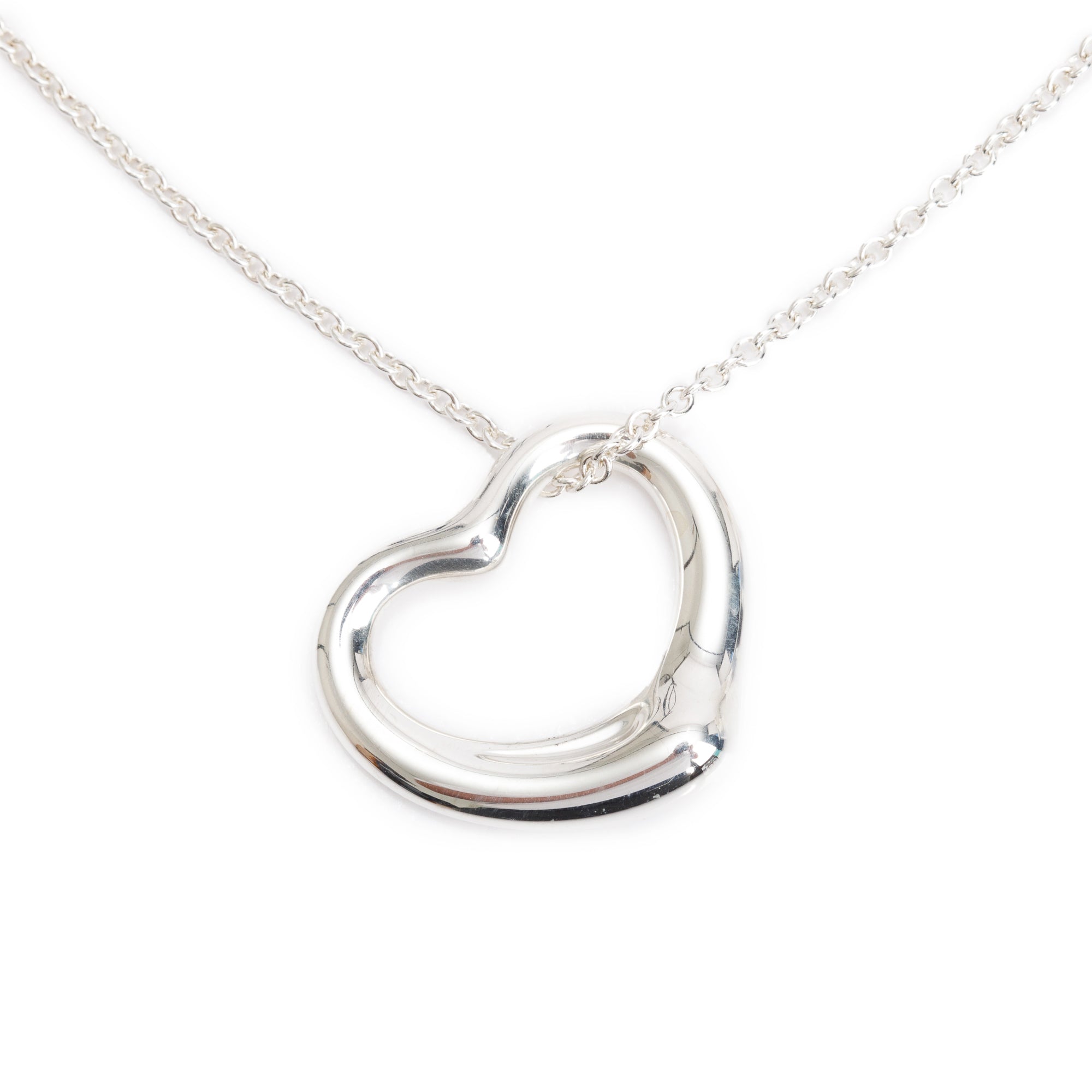 Tiffany & Co. Sterling Silver Elsa Peretti Open Heart Pendant Necklace, 22 MM