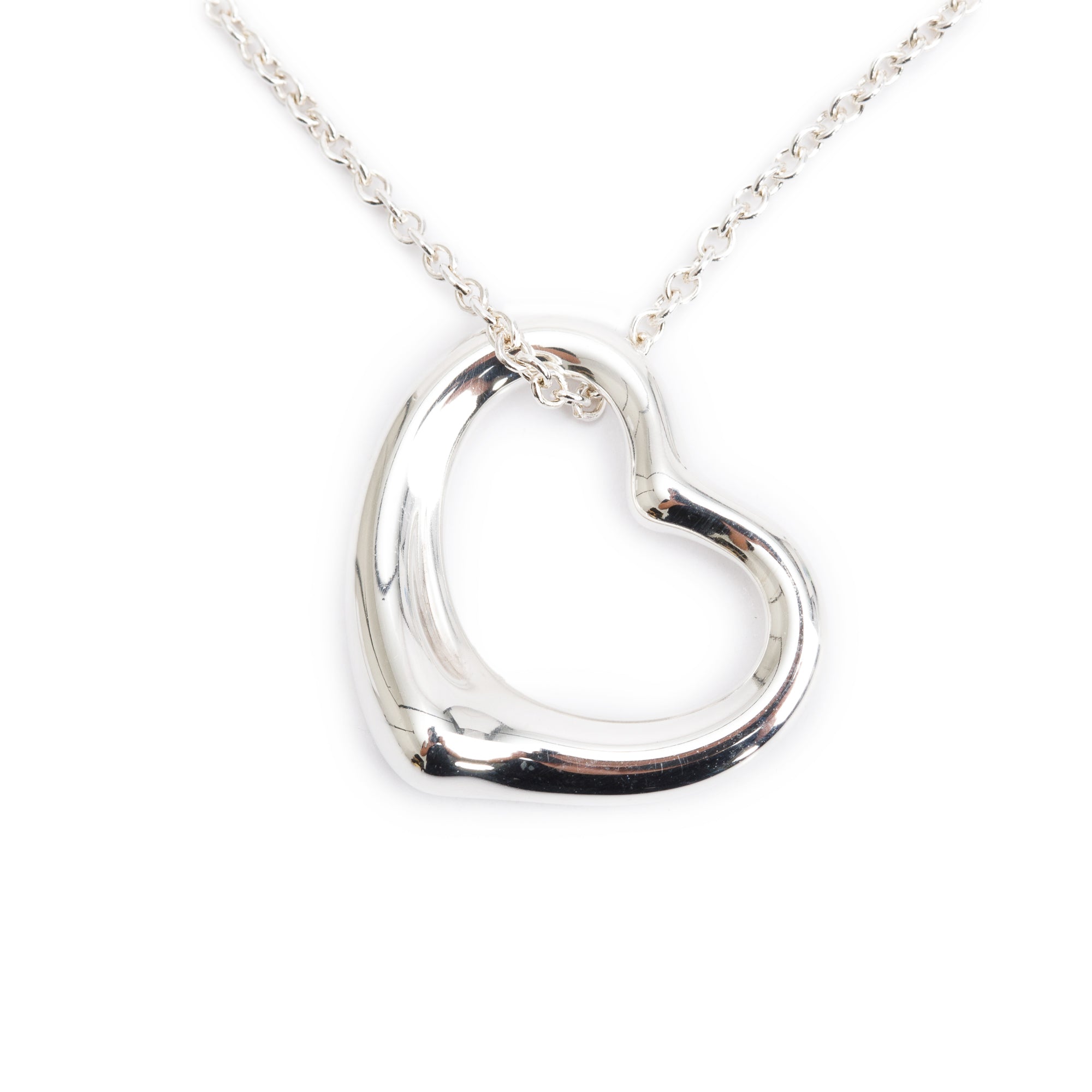Tiffany & Co. Sterling Silver Elsa Peretti Open Heart Pendant Necklace, 22 MM