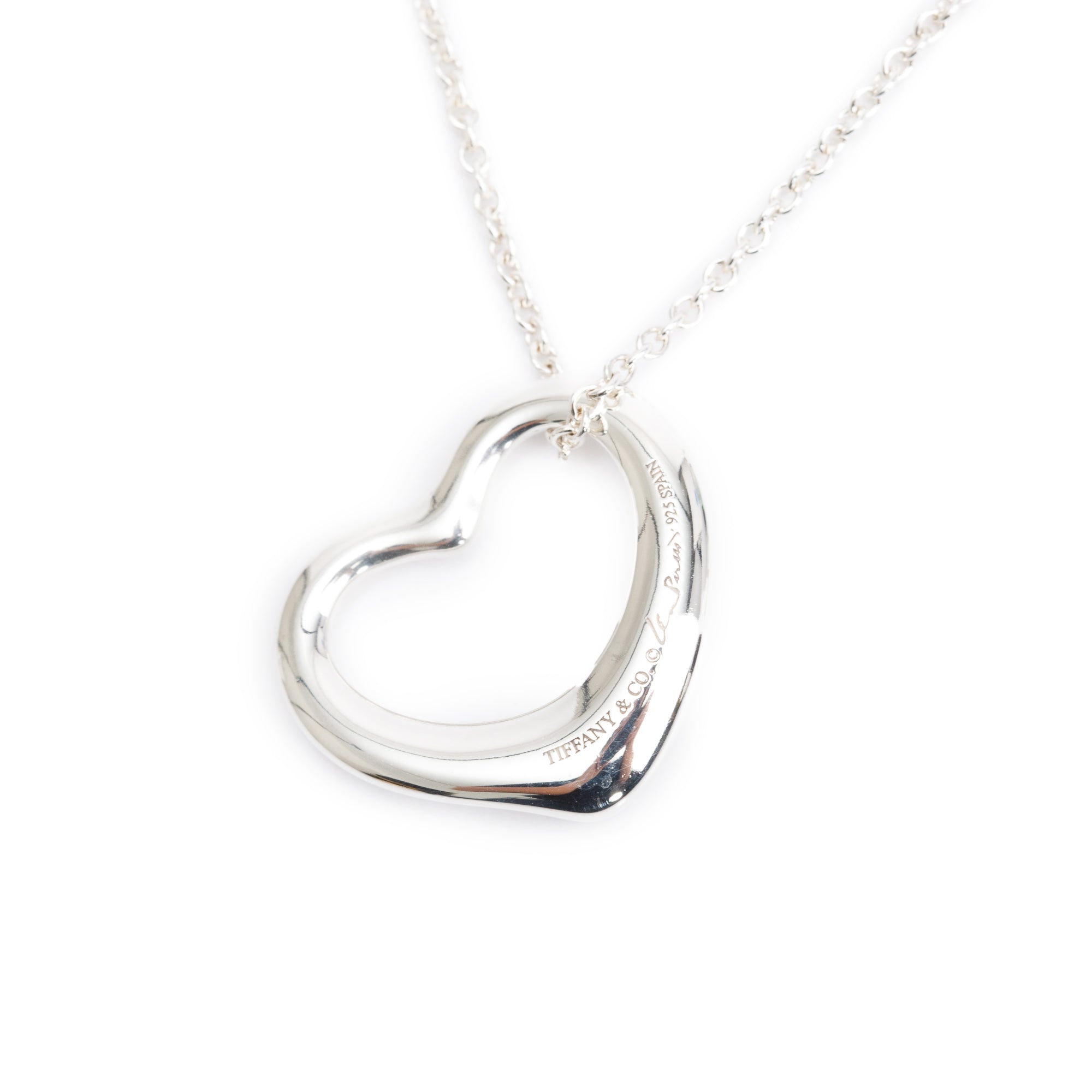 Tiffany & Co. Sterling Silver Elsa Peretti Open Heart Pendant Necklace, 22 MM