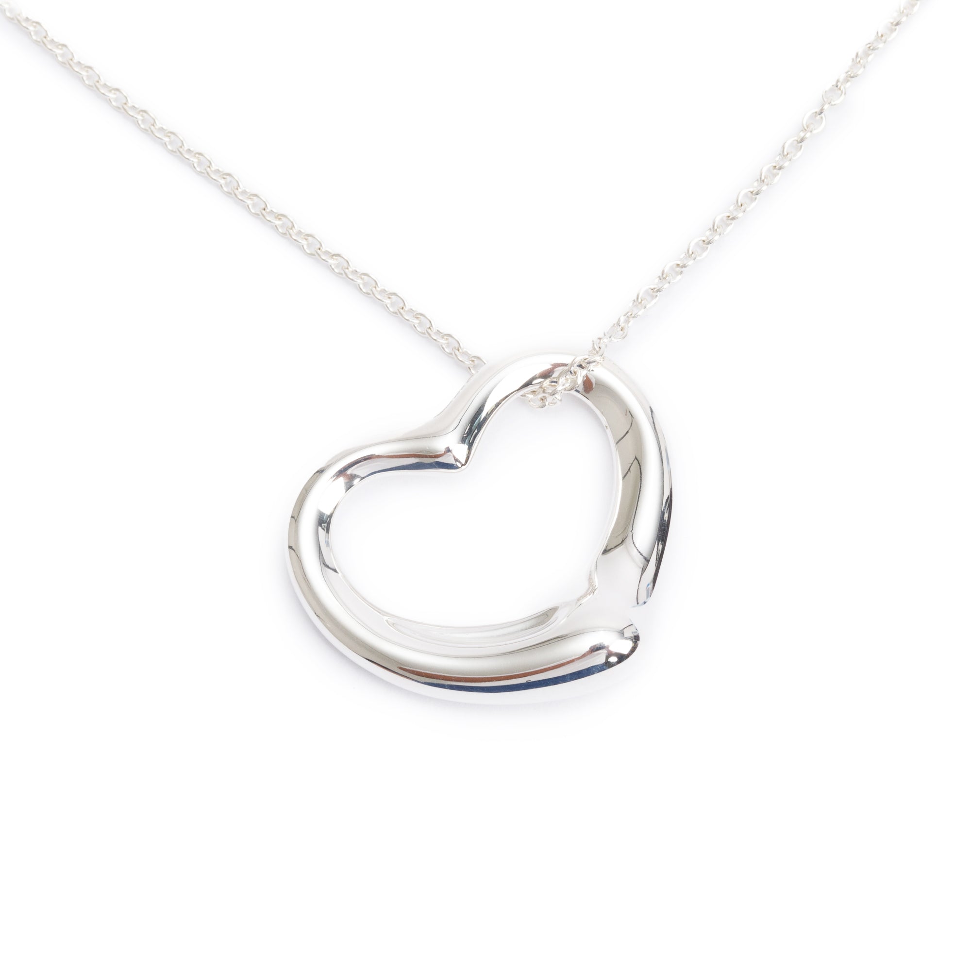 Tiffany & Co. Sterling Silver Elsa Peretti Open Heart Pendant Necklace, 27 MM