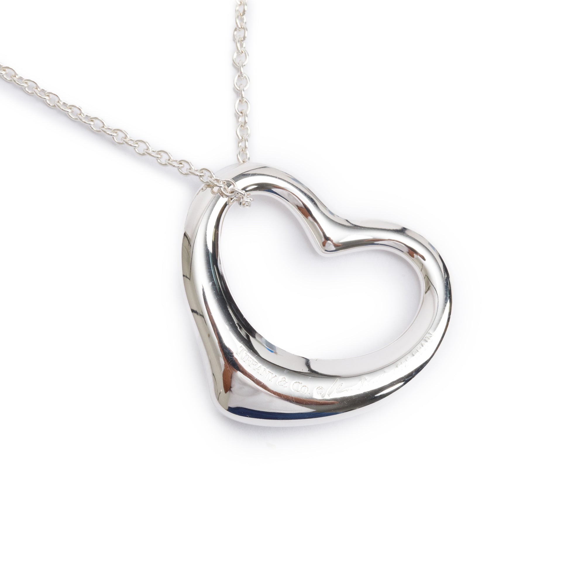 Tiffany & Co. Sterling Silver Elsa Peretti Open Heart Pendant Necklace, 27 MM