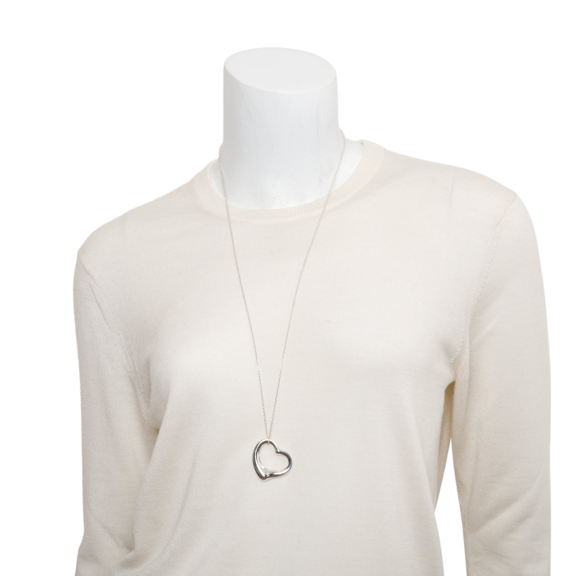 Tiffany & Co. Sterling Silver Elsa Peretti Open Heart Pendant Necklace, 36 MM