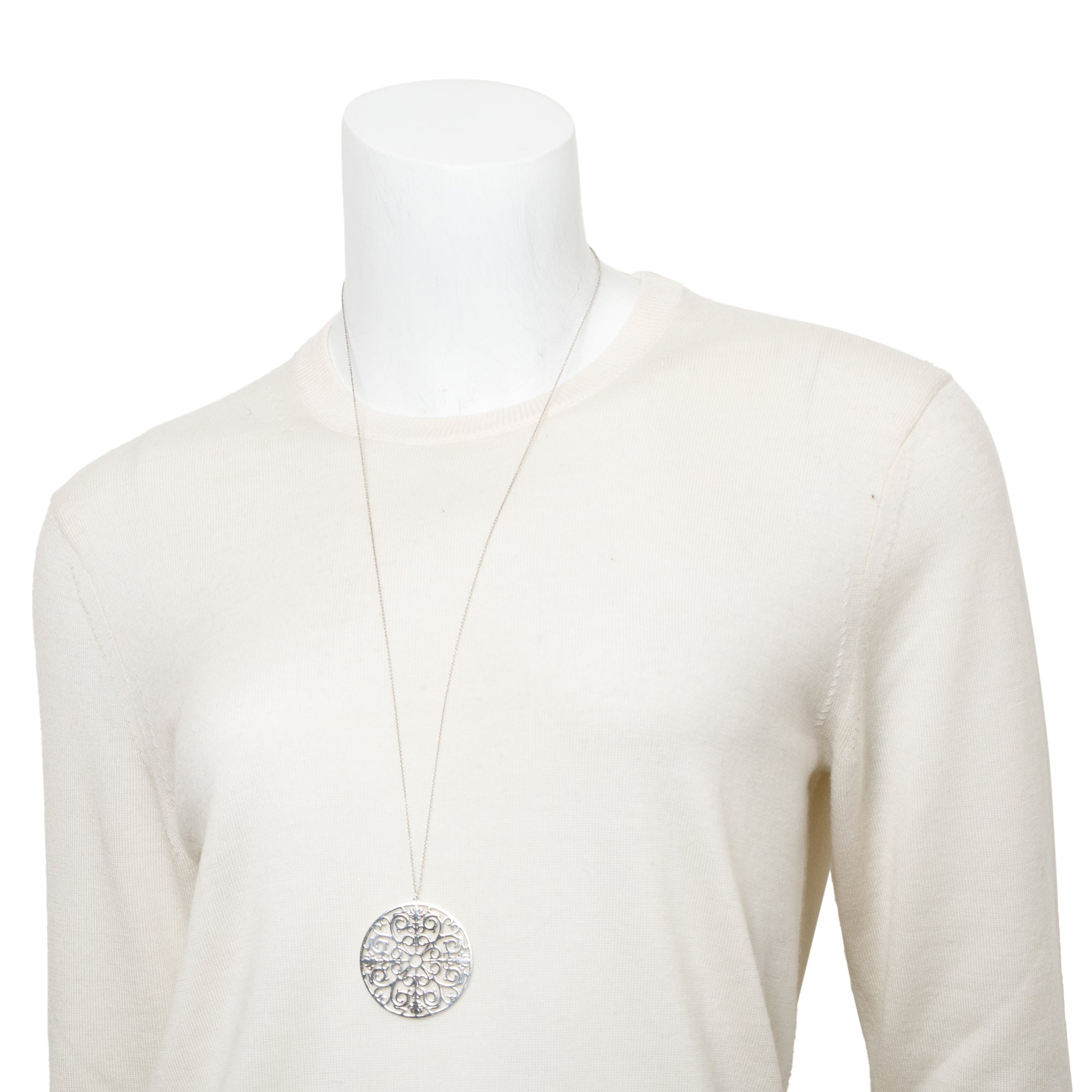 Tiffany & Co. Sterling Silver Enchant Round Filigree Pendant Necklace