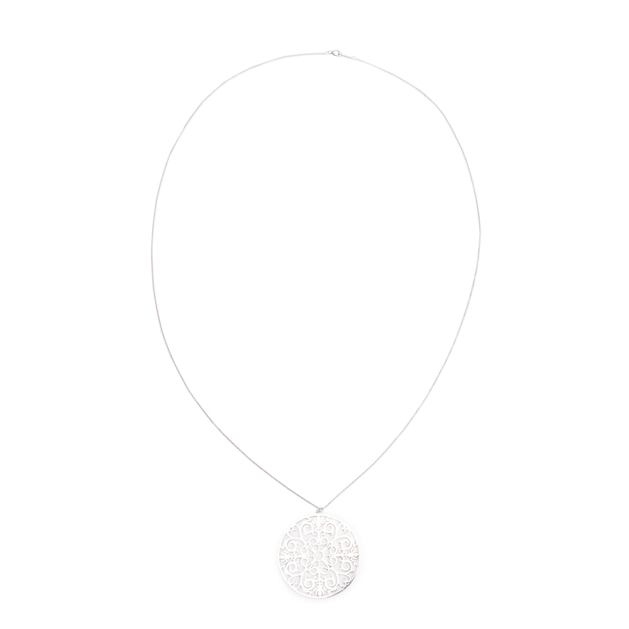 Tiffany & Co. Sterling Silver Enchant Round Filigree Pendant Necklace