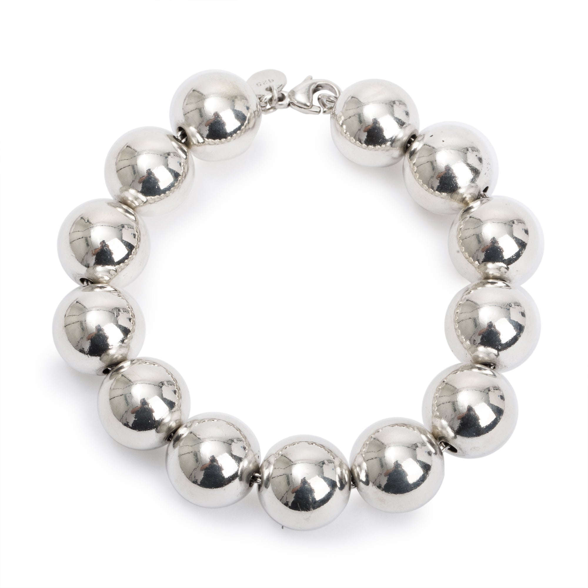Tiffany & Co. Sterling Silver Extra Large 14 MM HardWear Ball Bracelet