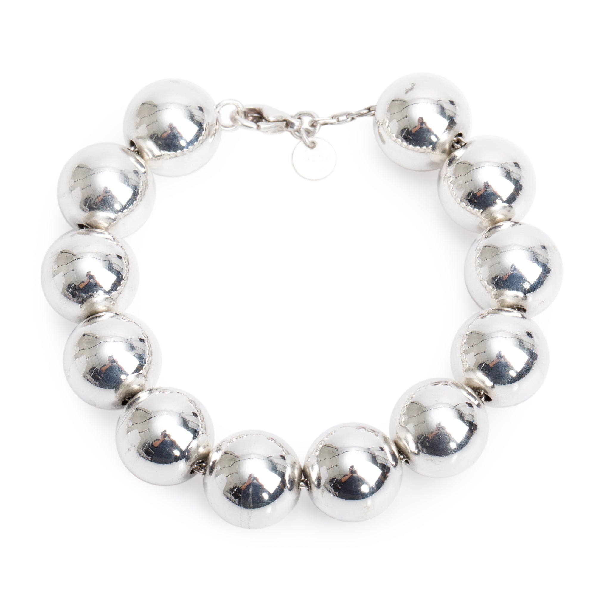 Tiffany & Co. Sterling Silver Extra Large 14 MM HardWear Ball Bracelet
