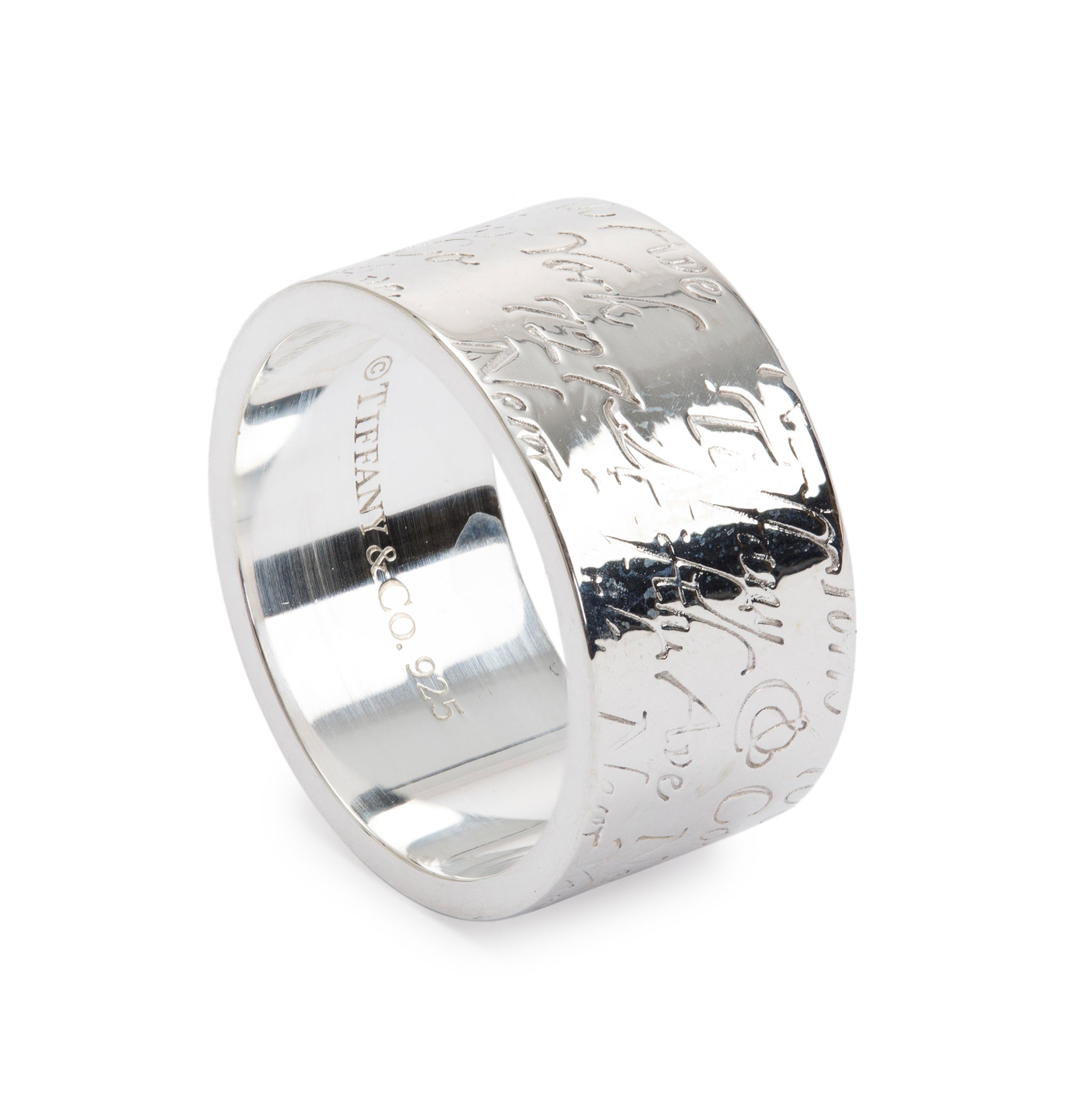 Tiffany & Co. Sterling Silver Fifth Ave 10MM Wide Notes Band Ring, Size 6.75