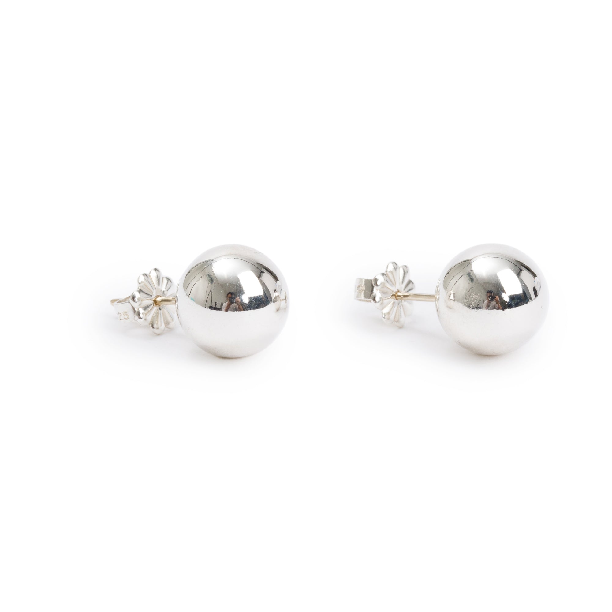 Tiffany & Co. Sterling Silver HardWear 10 MM Ball Earrings w/ Box