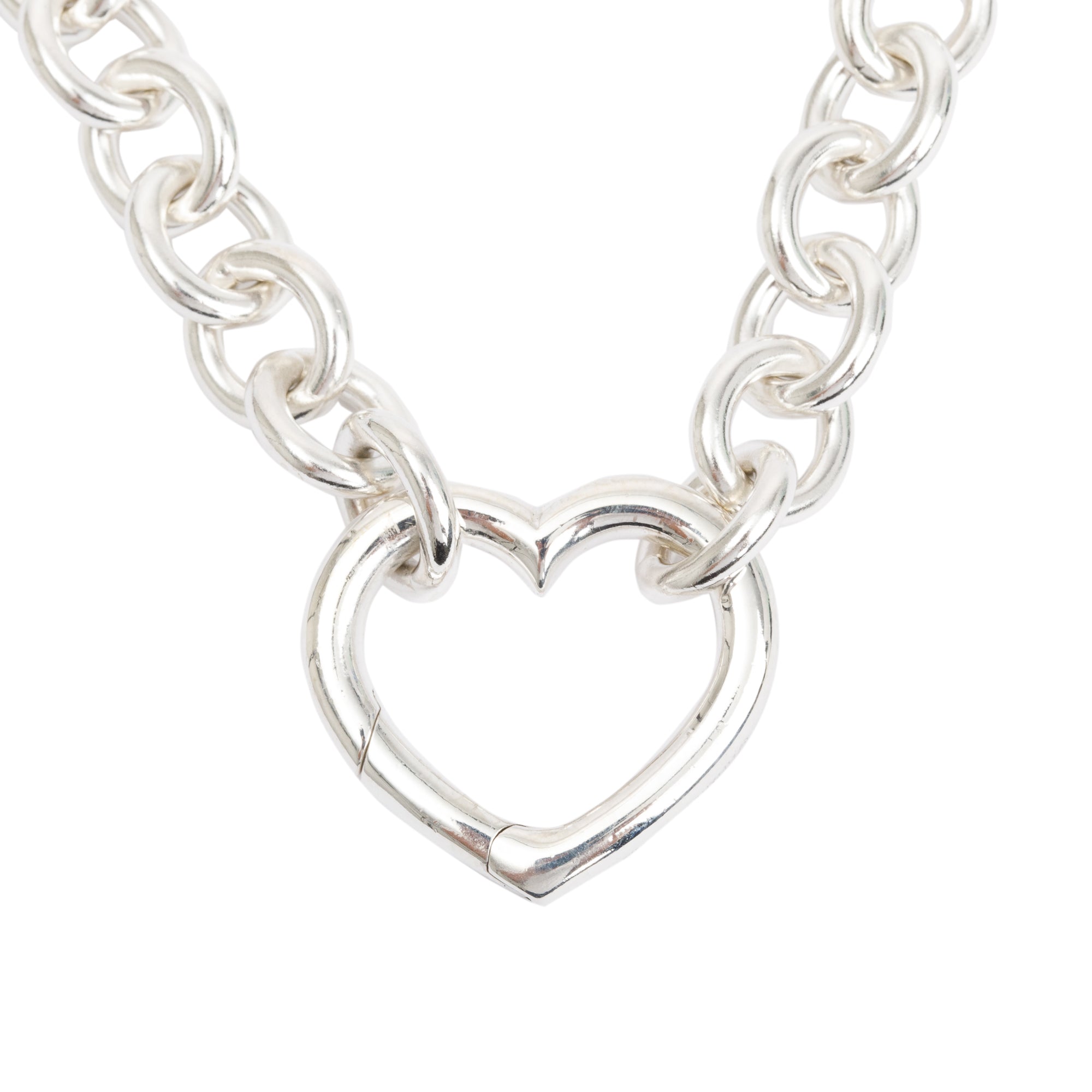 Tiffany & Co. Sterling Silver Heart Clasp Link Necklace
