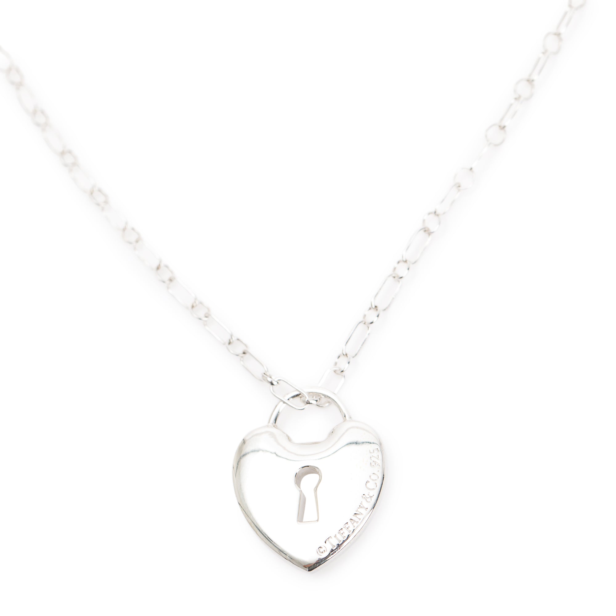 Tiffany & Co. Sterling Silver Heart Lock Pendant Necklace