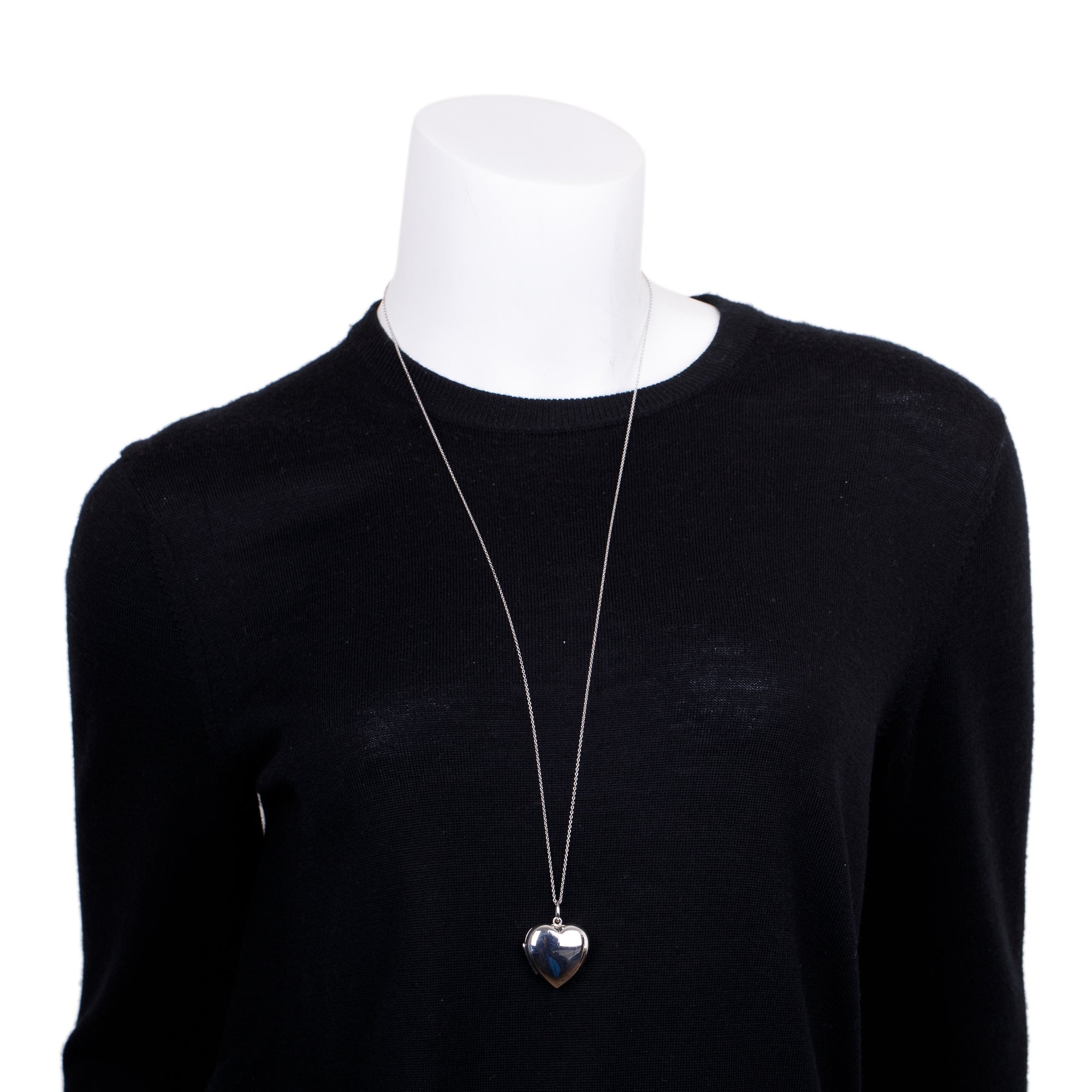 Tiffany & Co. Sterling Silver Heart Locket Pendant Necklace