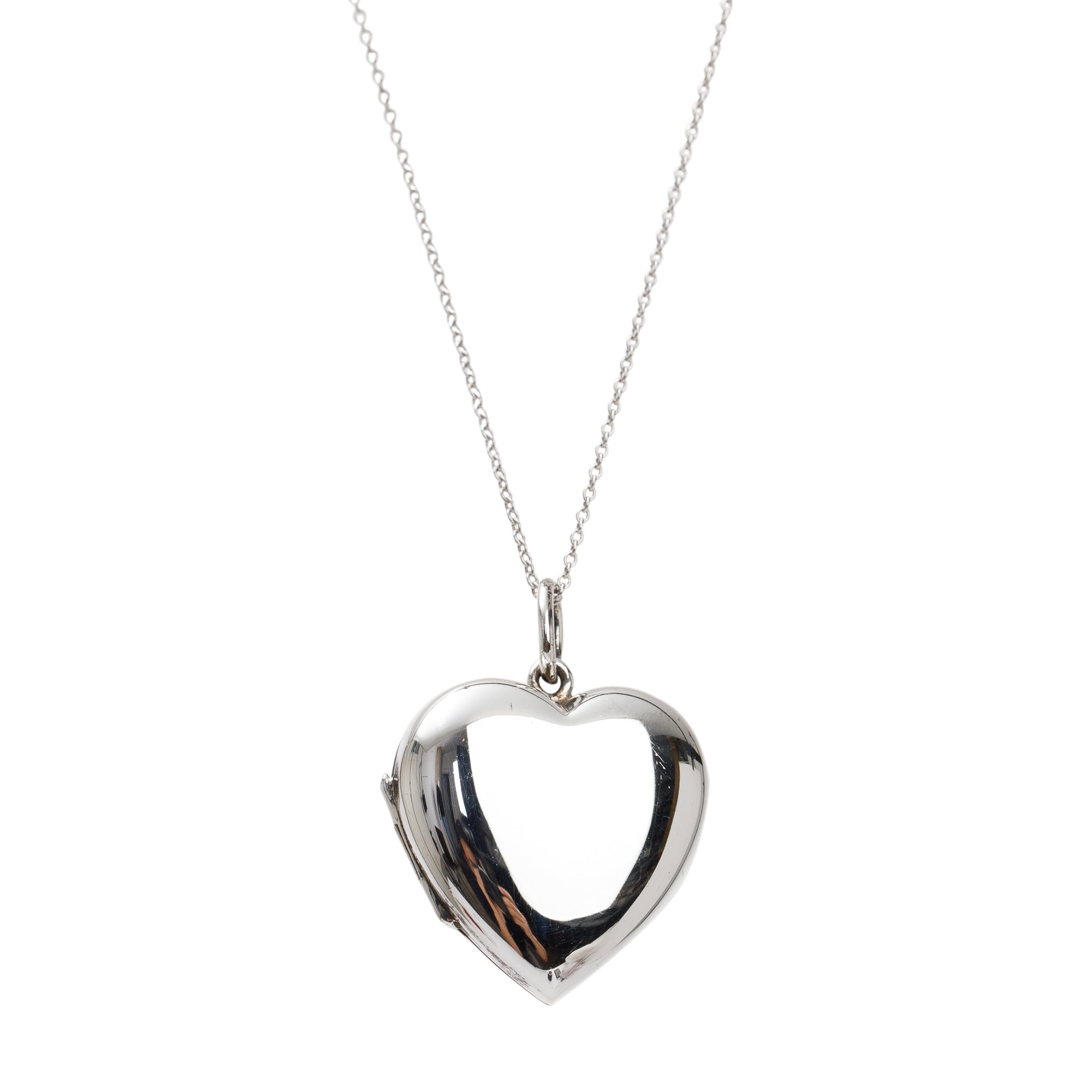 Tiffany & Co. Sterling Silver Heart Locket Pendant Necklace