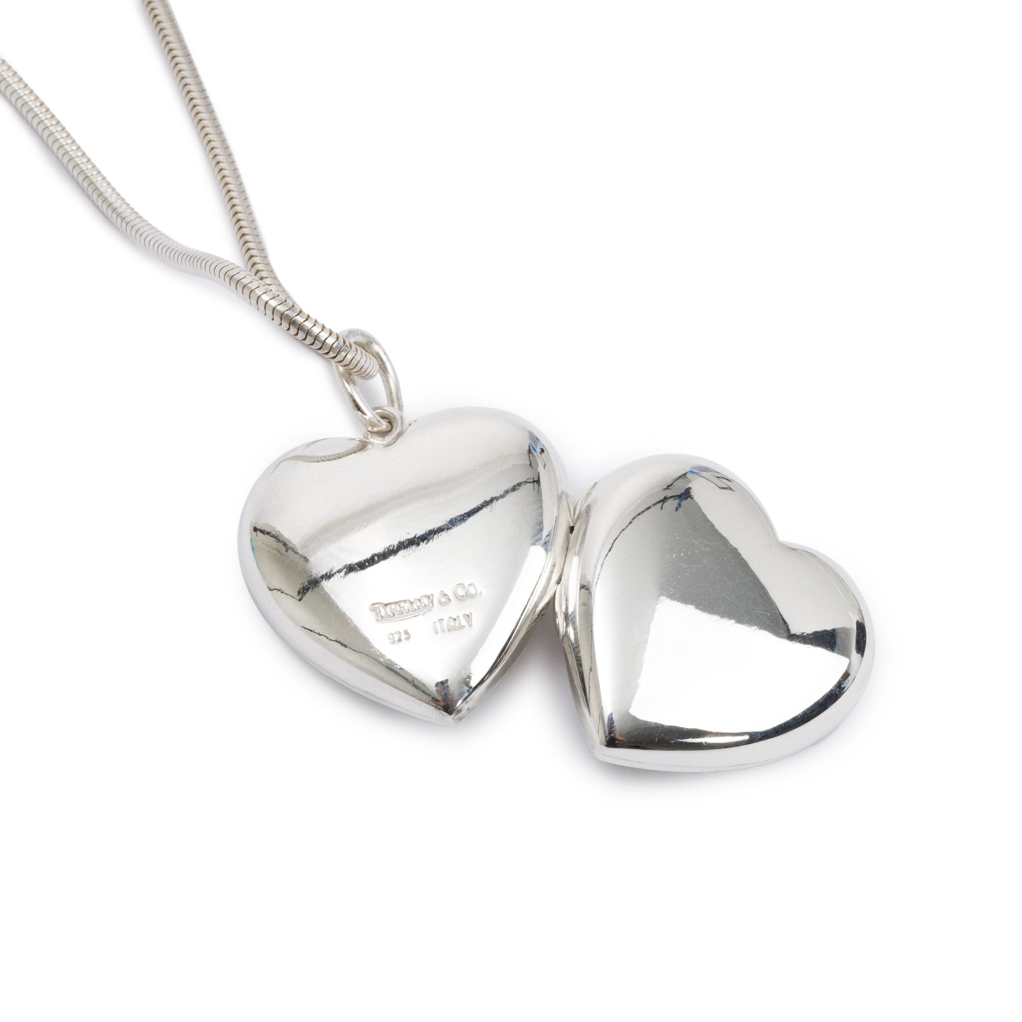 Tiffany & Co. Sterling Silver Heart Locket Pendant Necklace